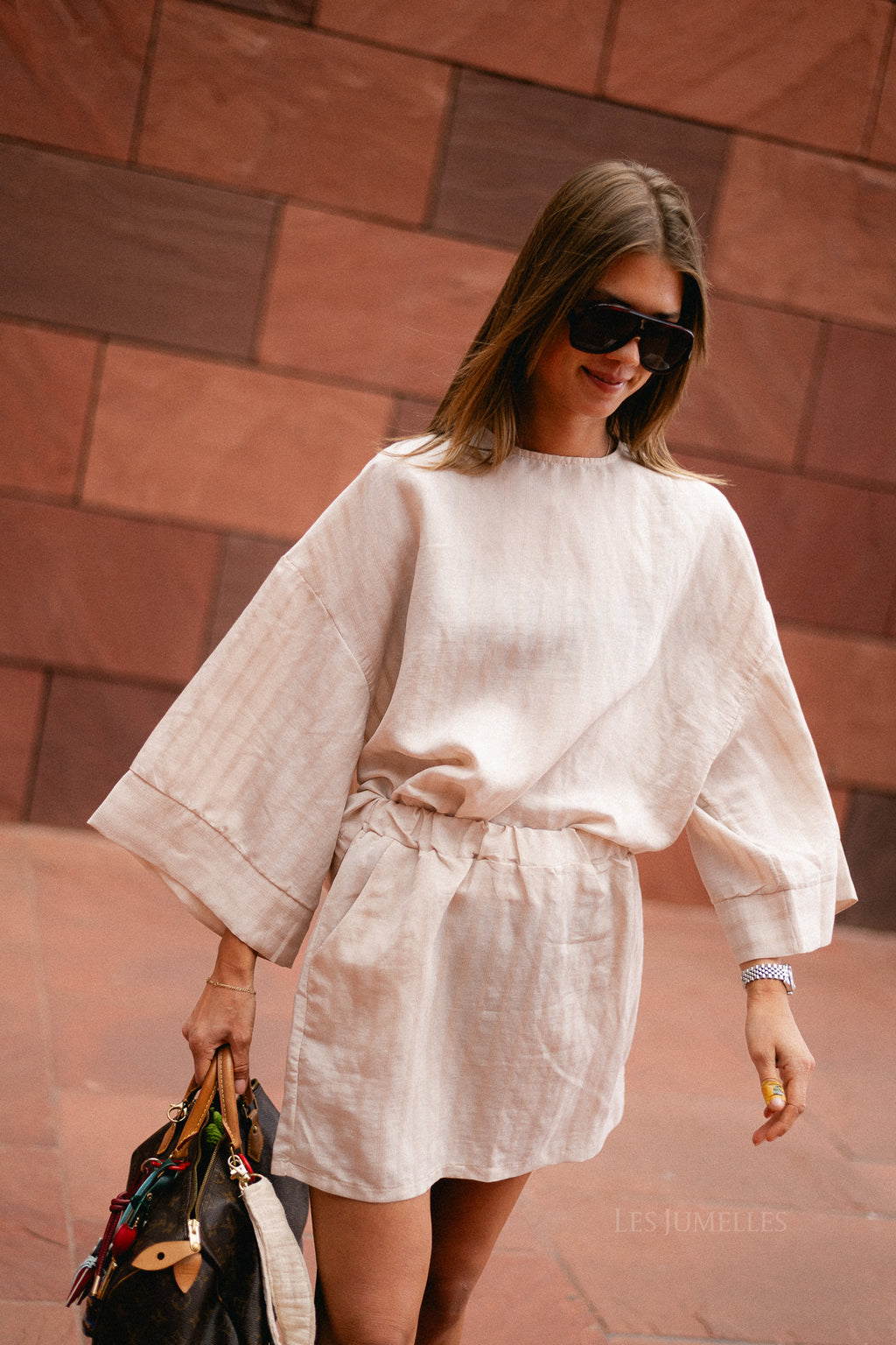Loena striped blouse soft nude