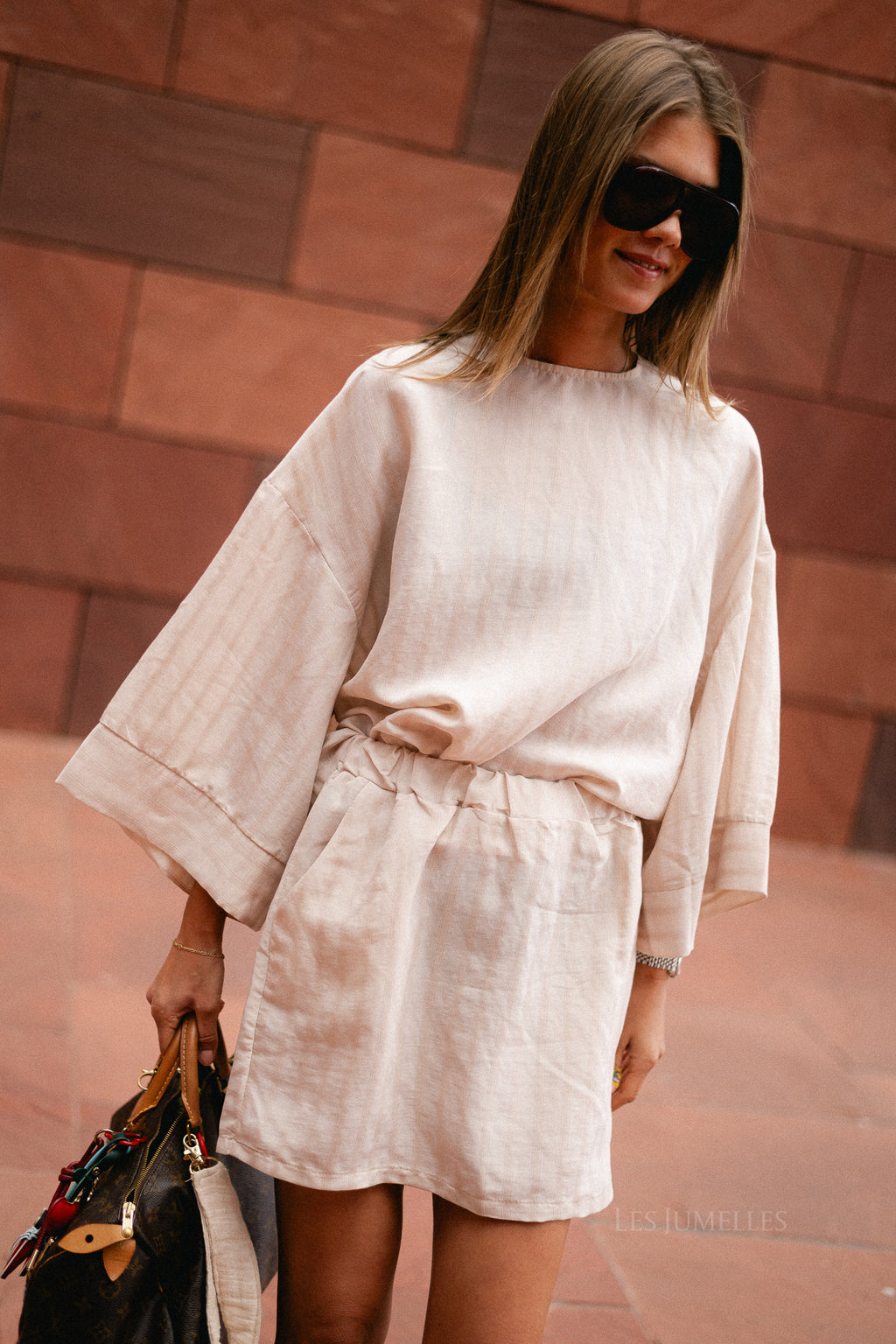 Loena striped skirt soft nude