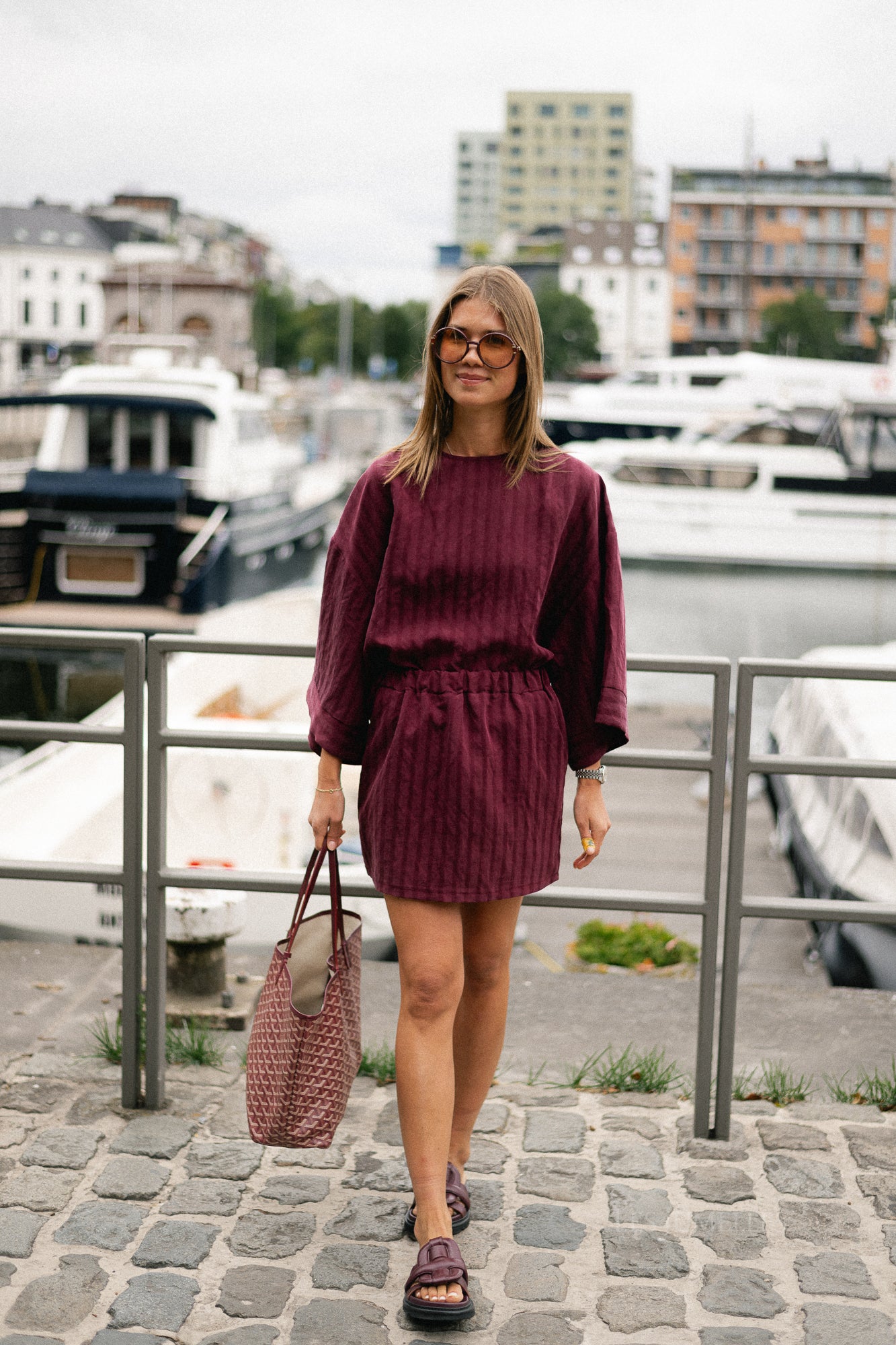 Loena striped blouse burgundy