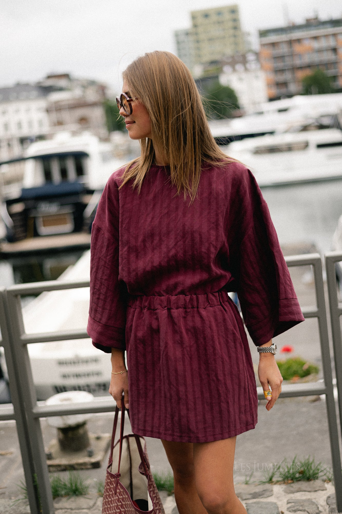 Loena striped blouse burgundy