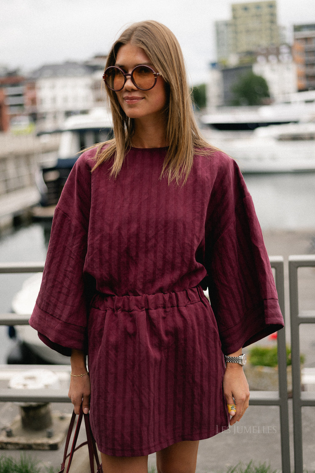 Loena striped skirt burgundy