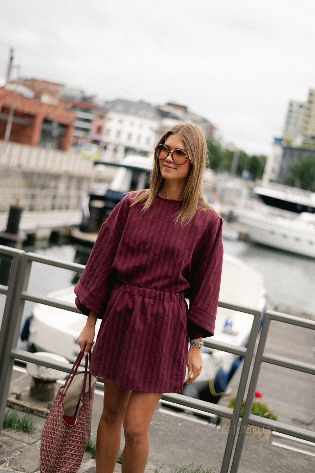 Loena striped blouse burgundy