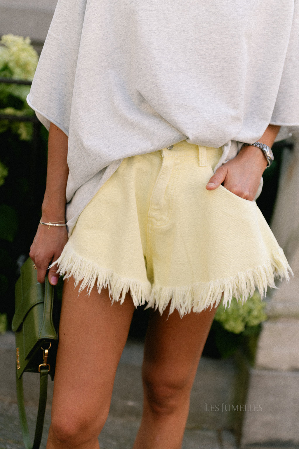 Margot denim shorts light yellow