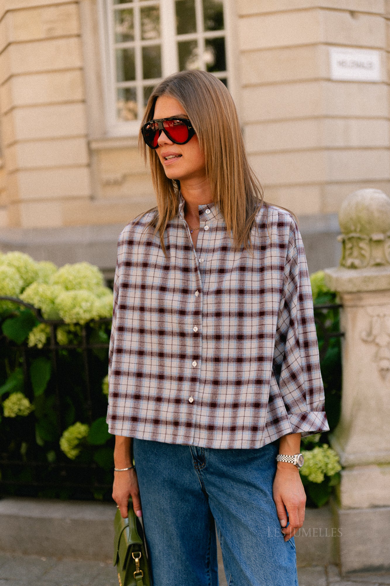 YASKarline 3/4 shirt - story pristine/checks