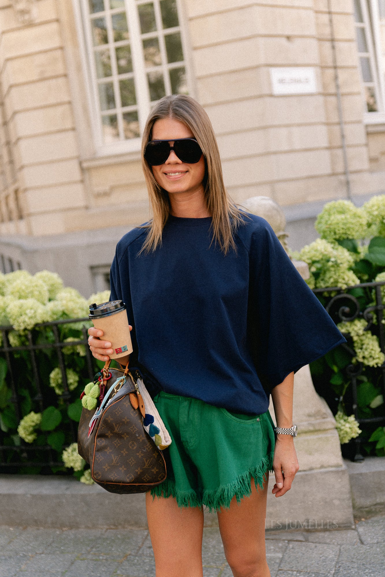 Margot denim shorts green