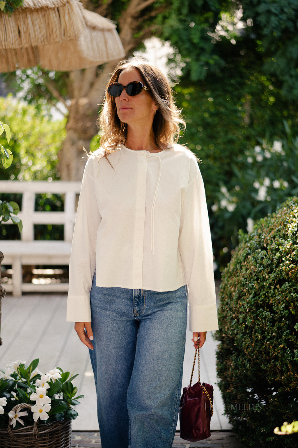 YASLea LS short shirt star white