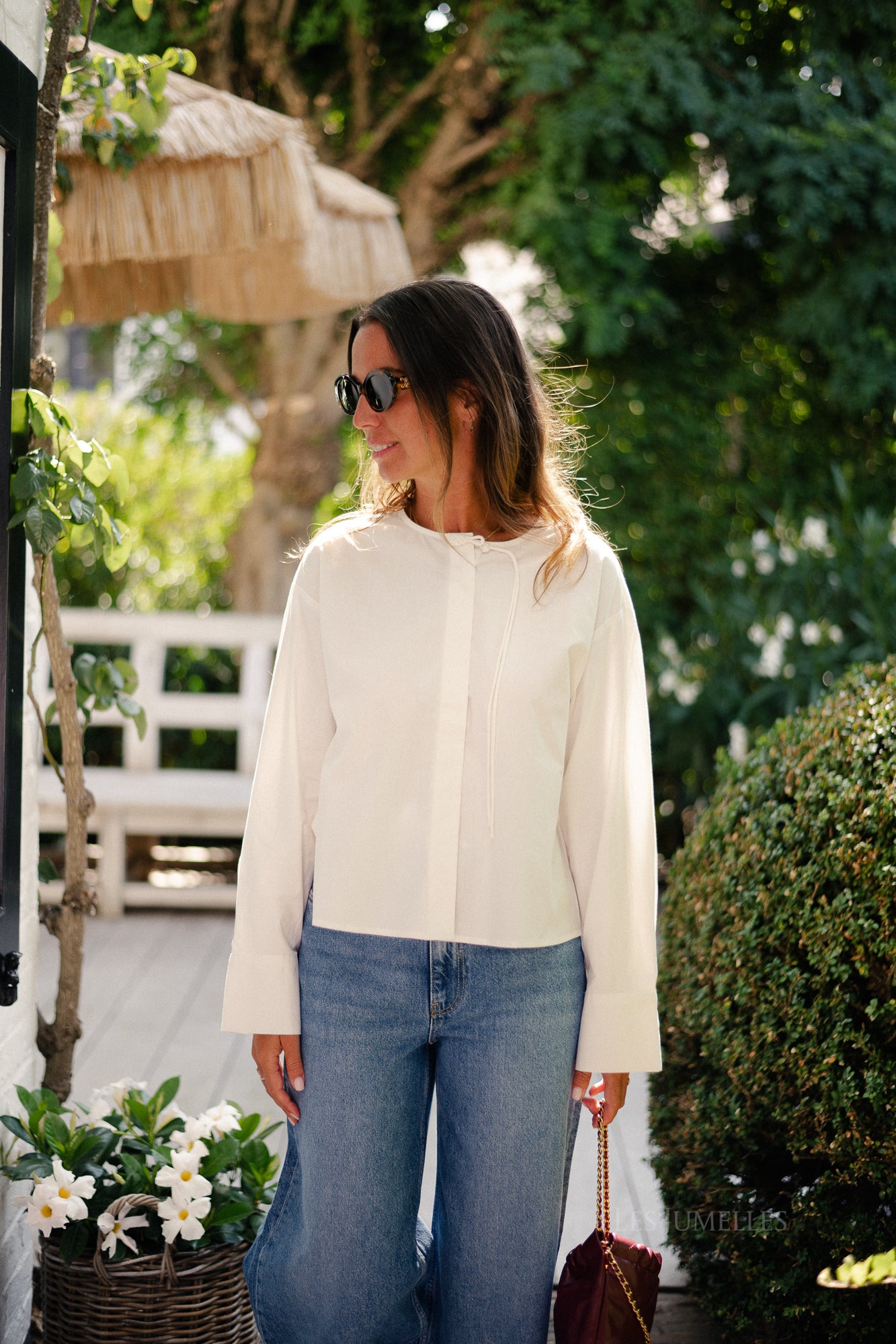 YASLea LS short shirt star white
