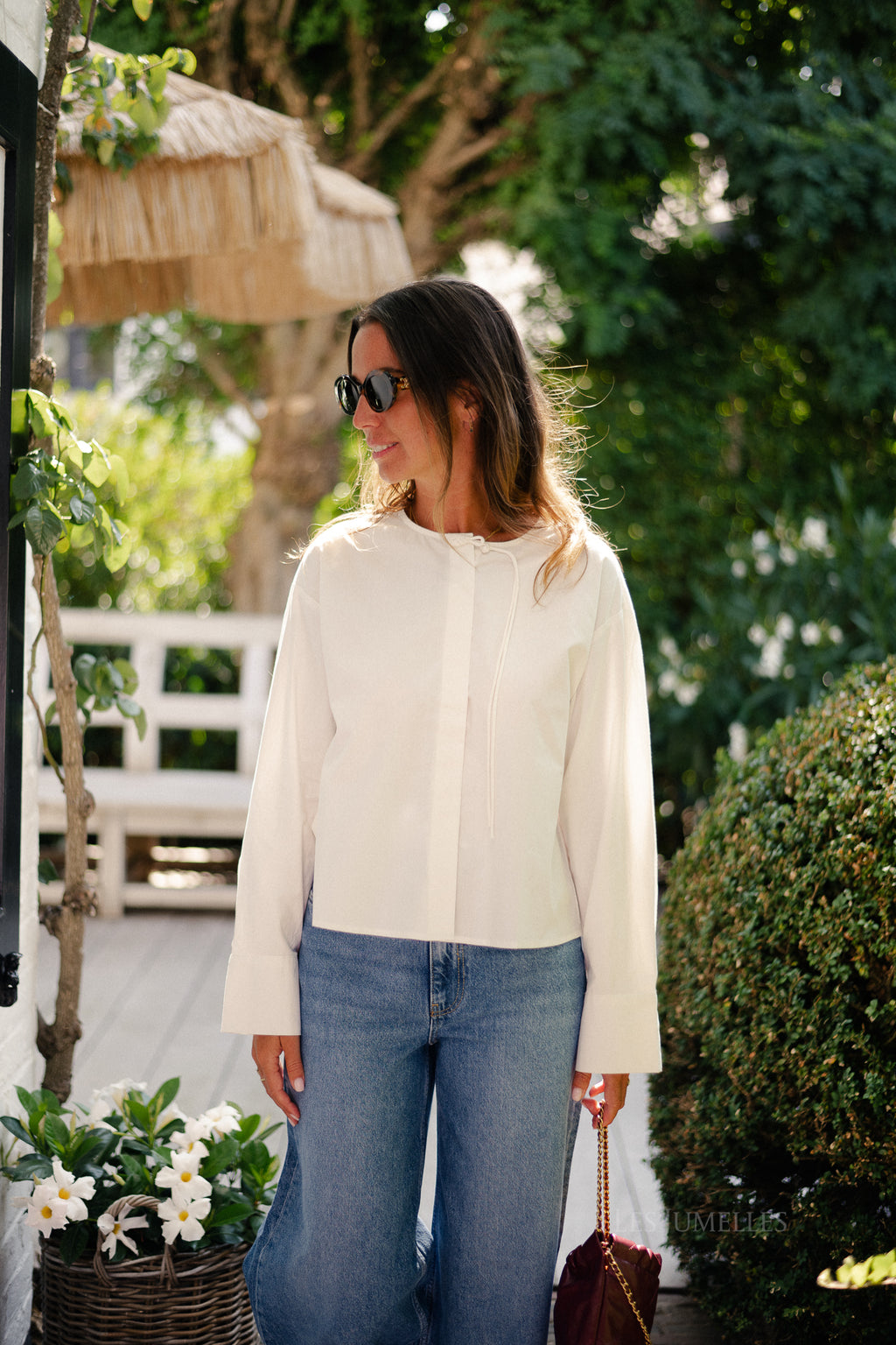 YASLea LS short shirt star white
