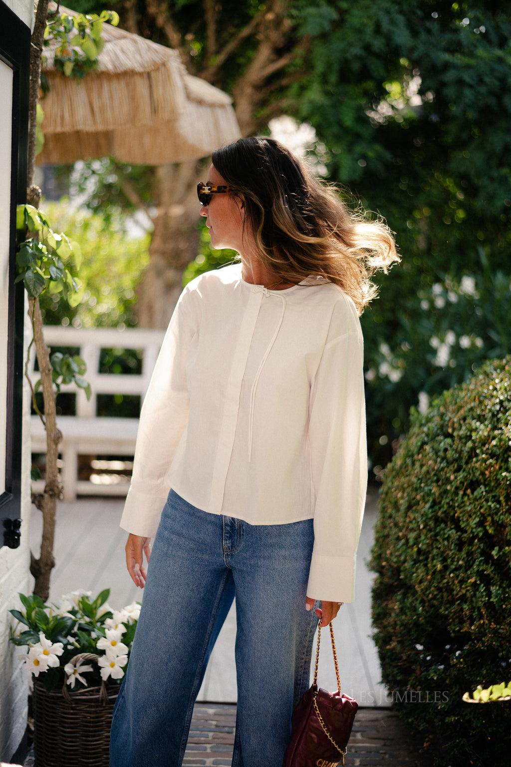 YASLea LS short shirt star white
