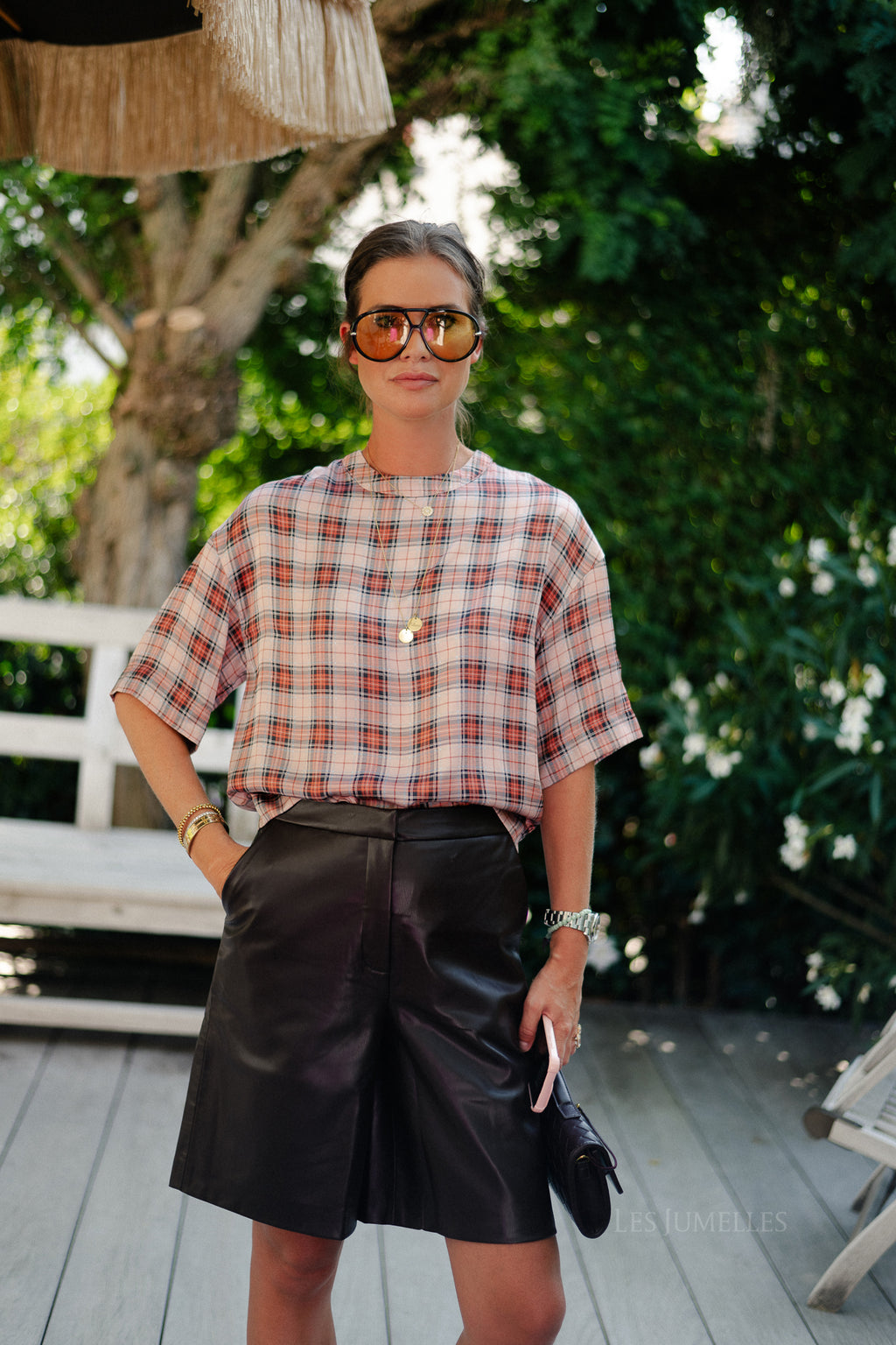 Yasmeen T-shirt blouse pink check