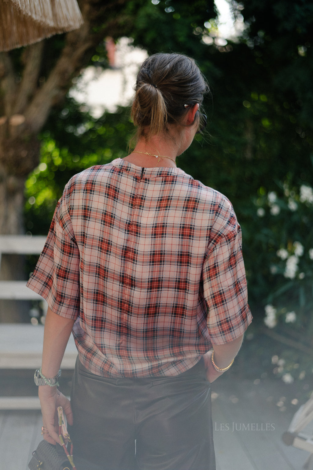 Yasmeen T-shirt blouse pink check