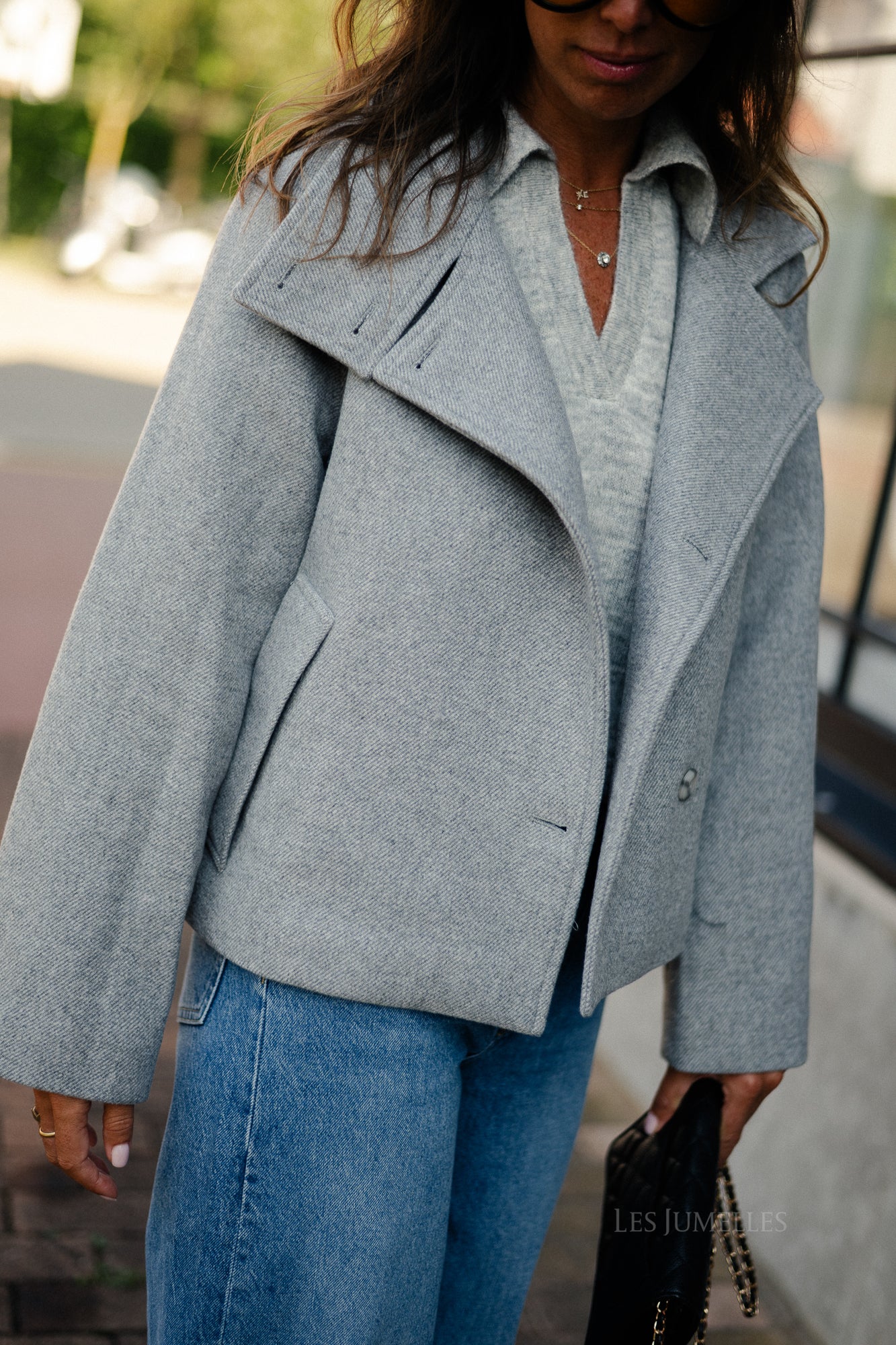 OBJRiki short jacket medium grey melange