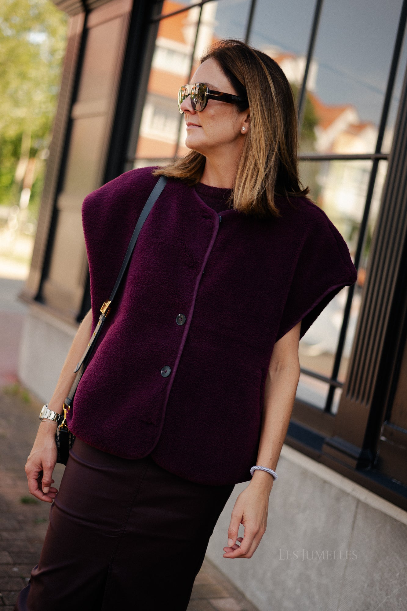 SLFSmilla short teddy vest fig