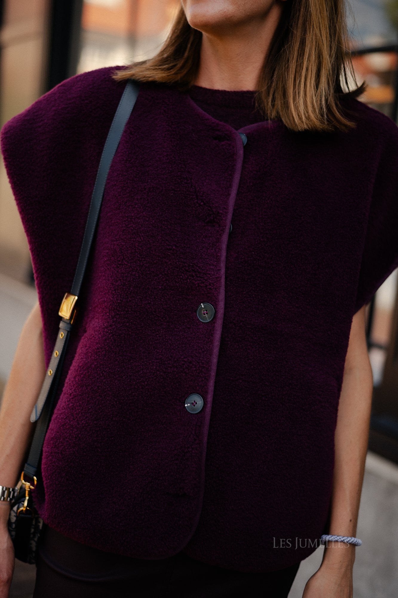 SLFSmilla short teddy vest fig