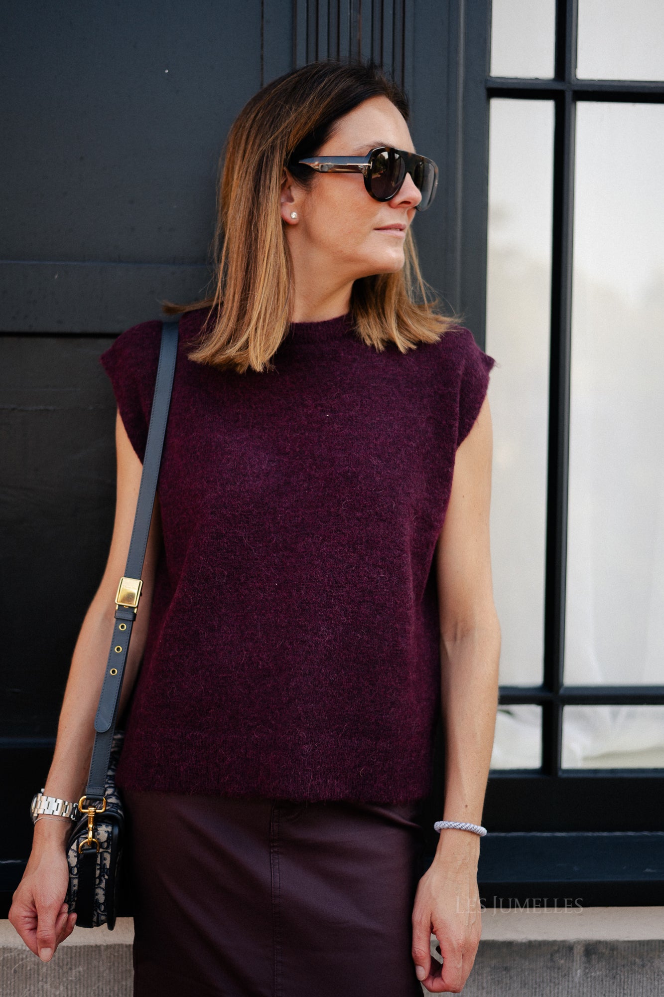 SLFLulu SL knit vest fig/black core