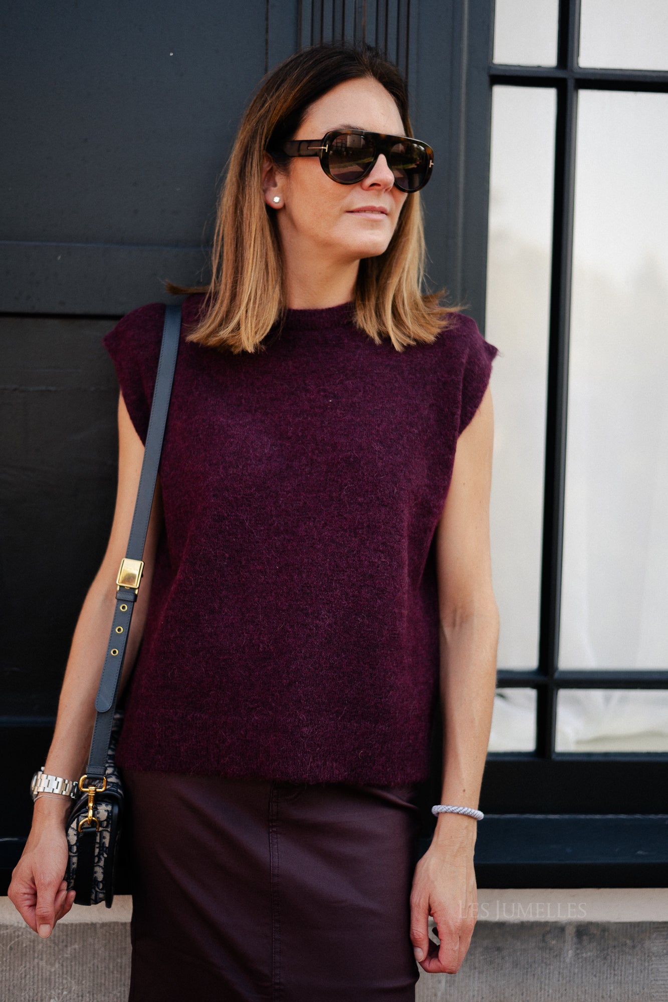 SLFLulu SL knit vest fig/black core