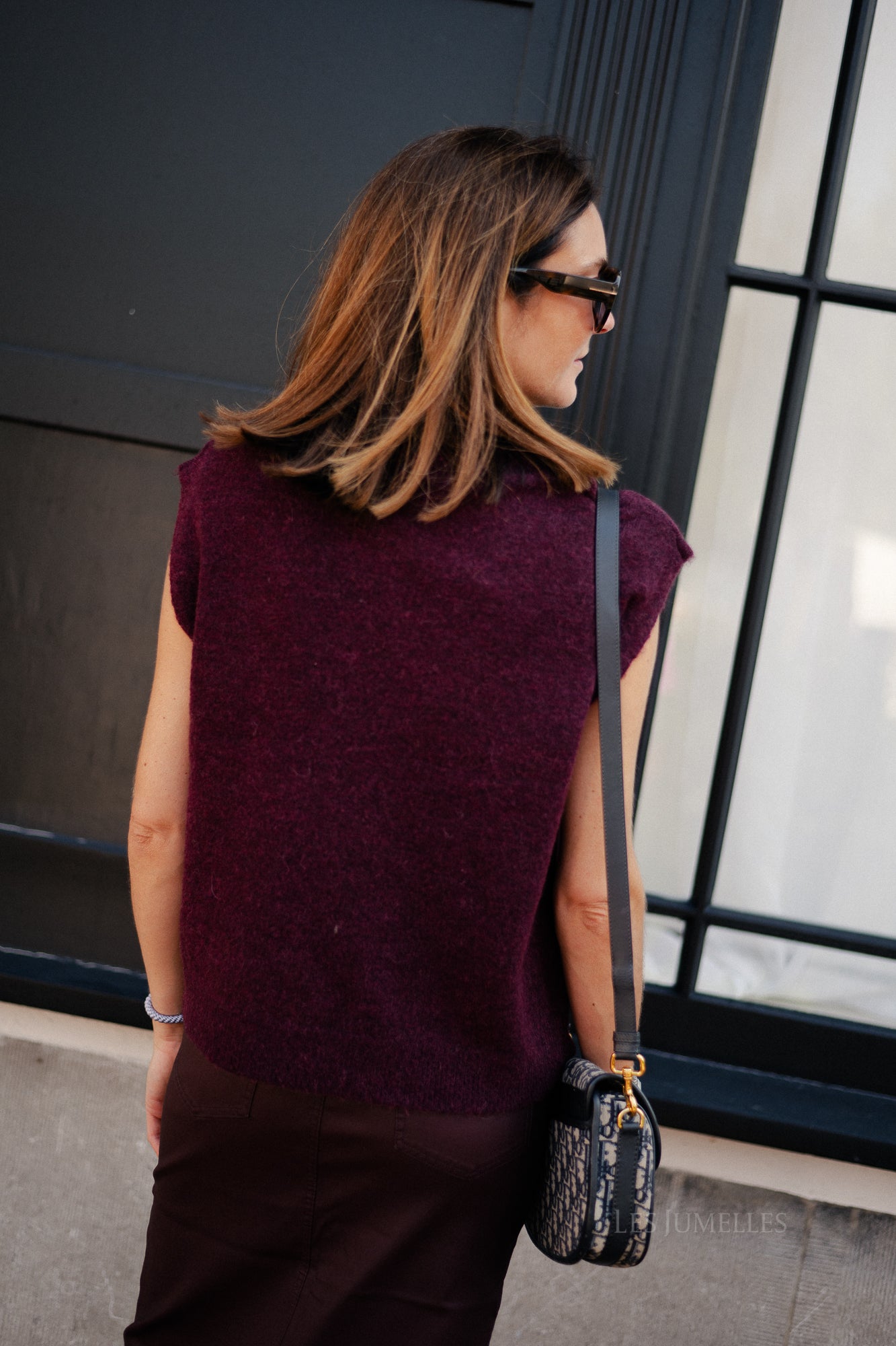 OBJNaya coated MW skirt mauve wine