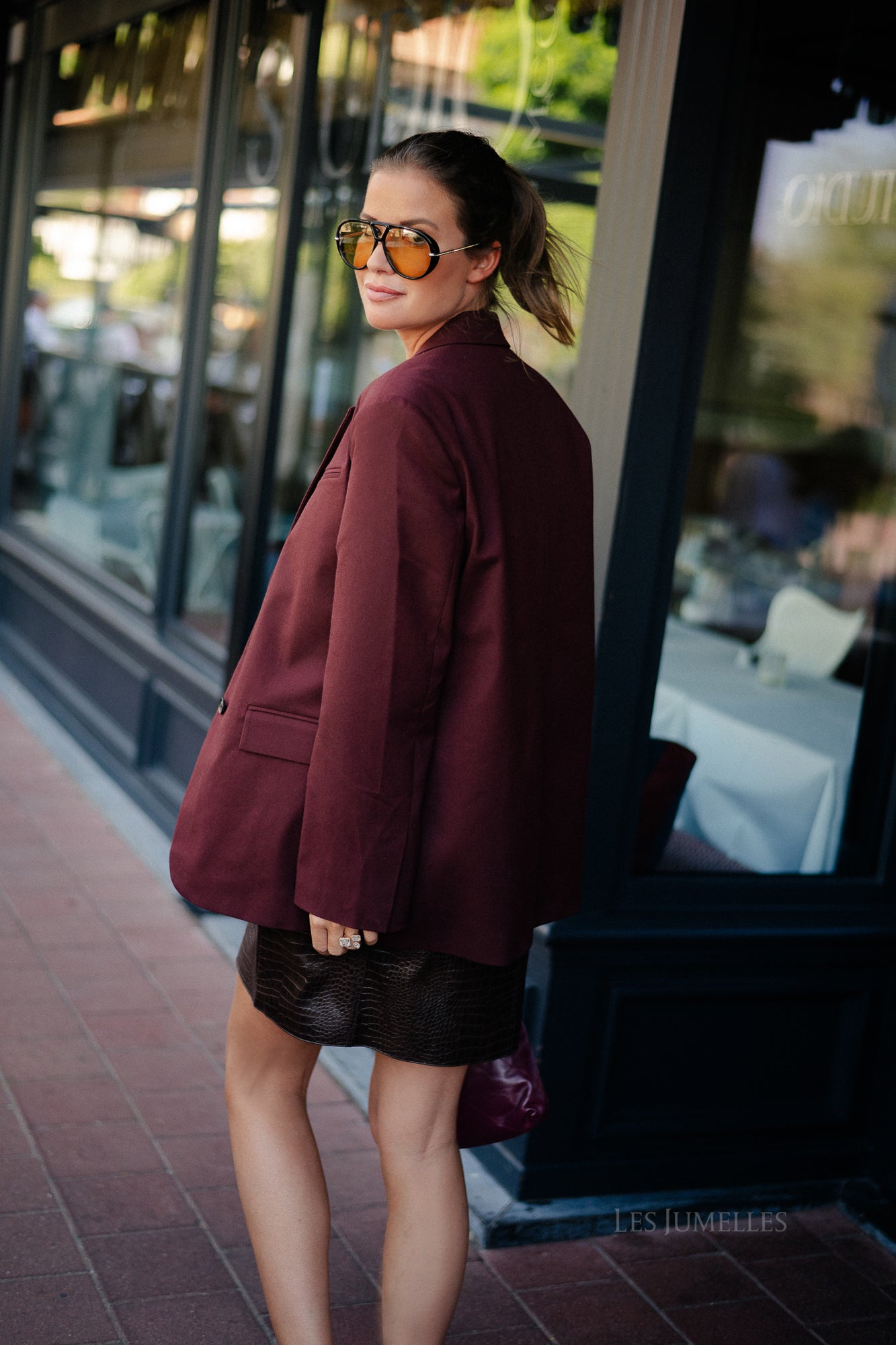 ROULia LS oversized blazer decadent chocolate