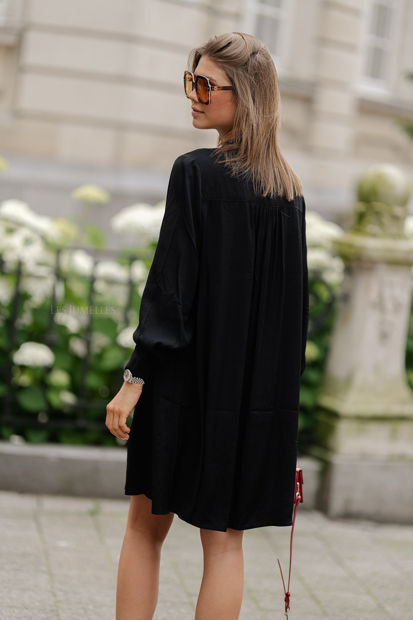 SLFMaddi LS V-neck short dress black