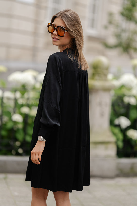 Les Jumelles SLFMaddi LS V-neck short dress black
