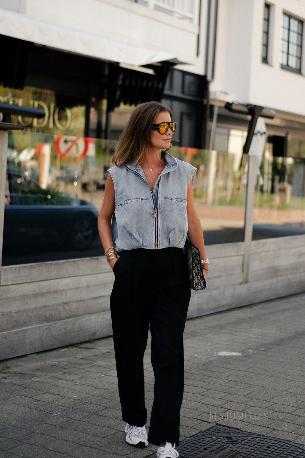 Joelle utility vest washed denim