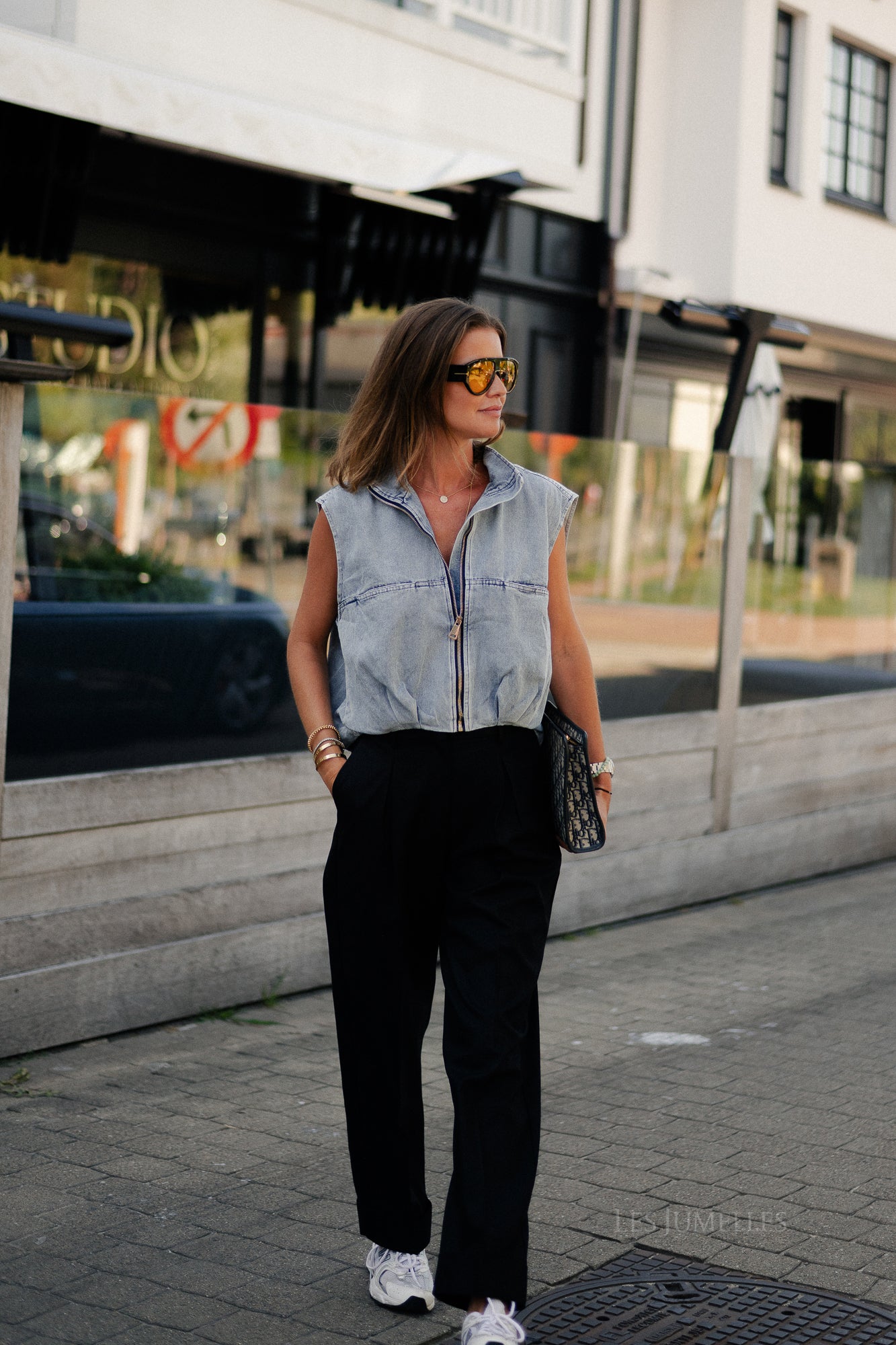Joelle utility vest washed denim