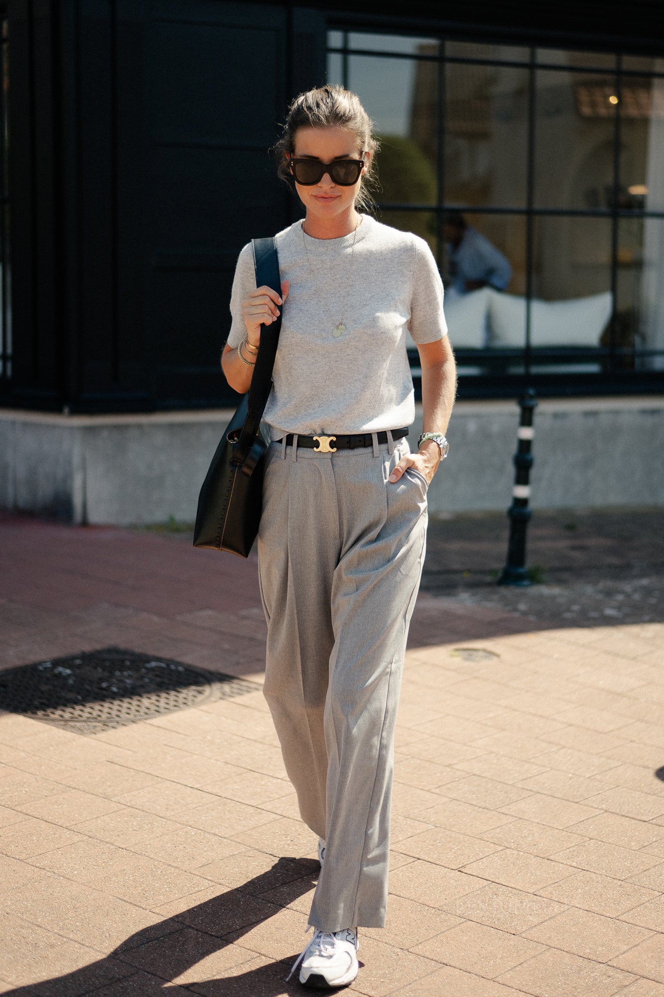 ROUKate SS O-neck knit light grey melange