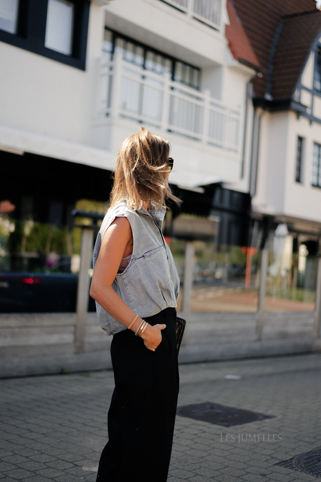 Joelle utility vest washed denim