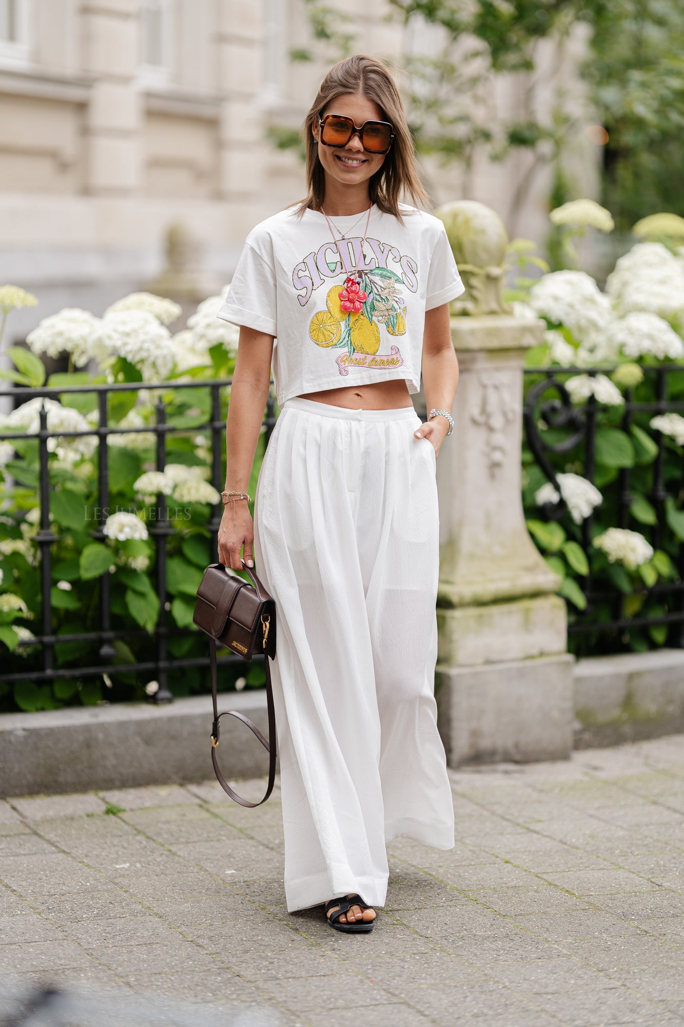 Sicily cropped t-shirt wit