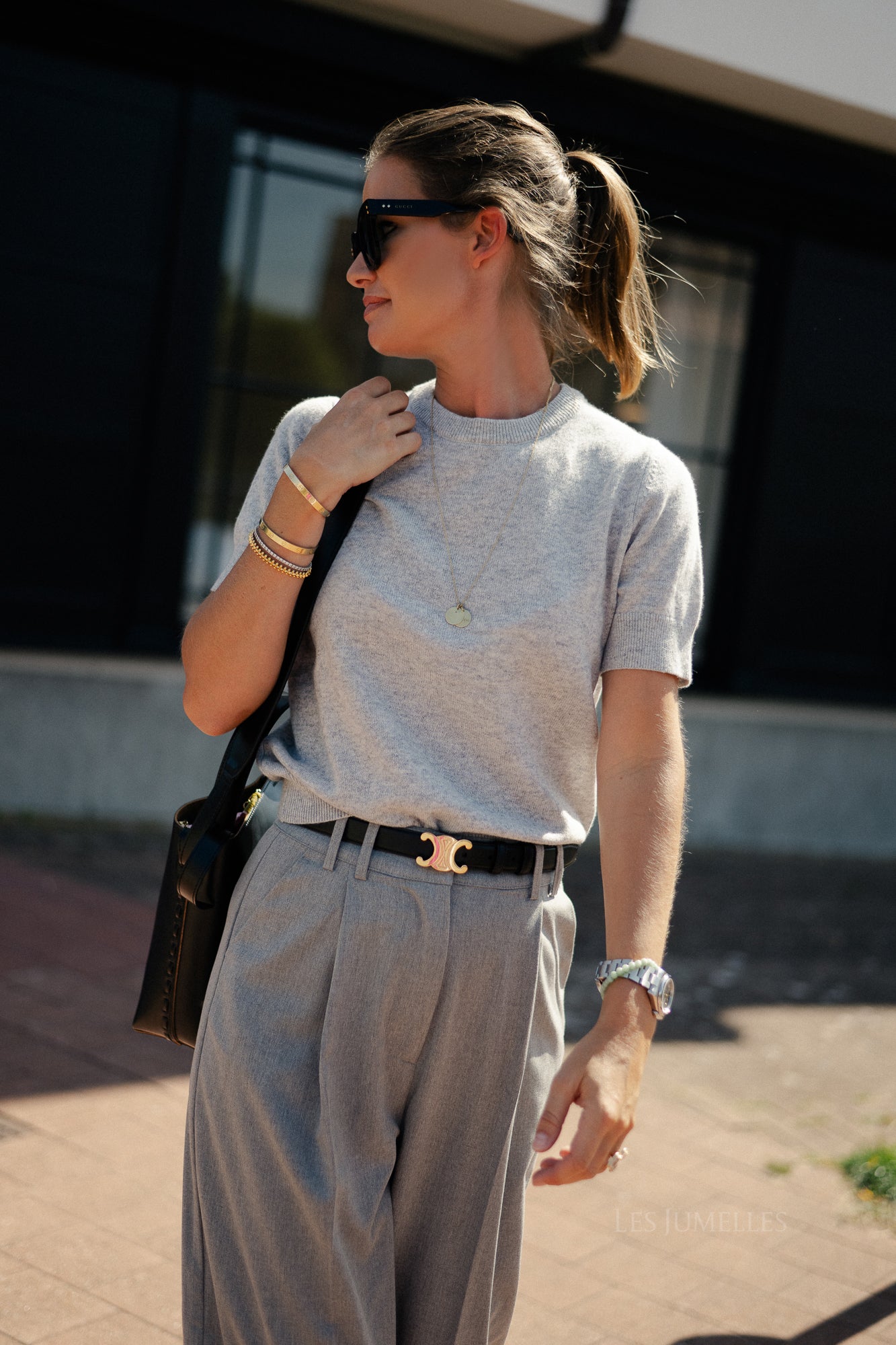 ROUKate SS O-neck knit light grey melange