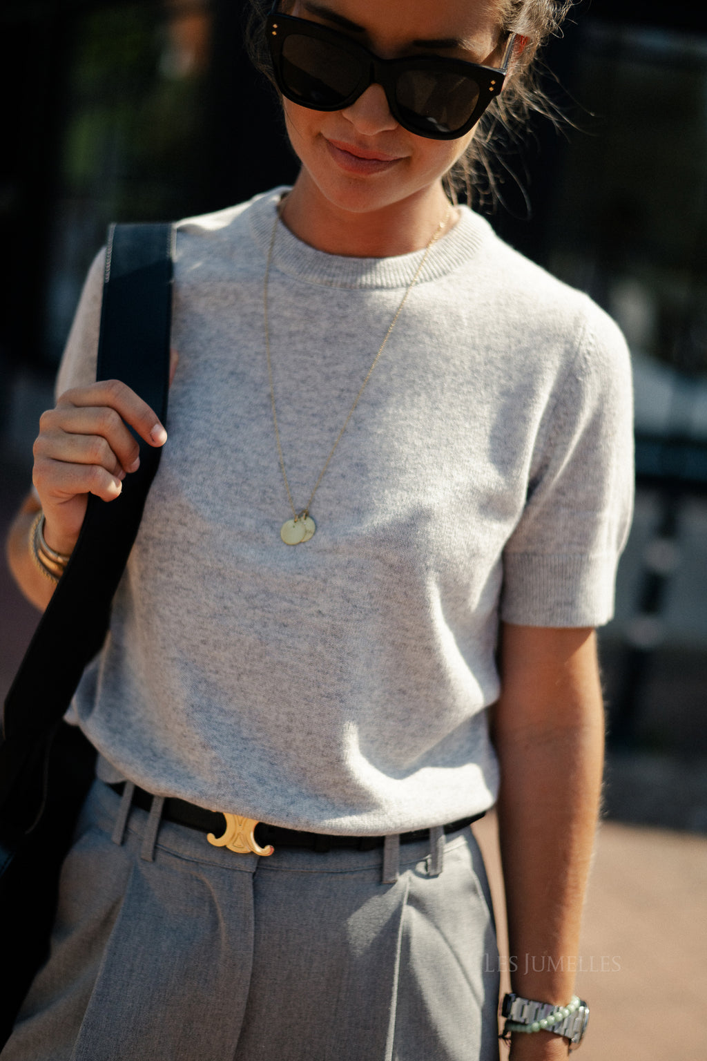 ROUKate SS O-neck knit light grey melange