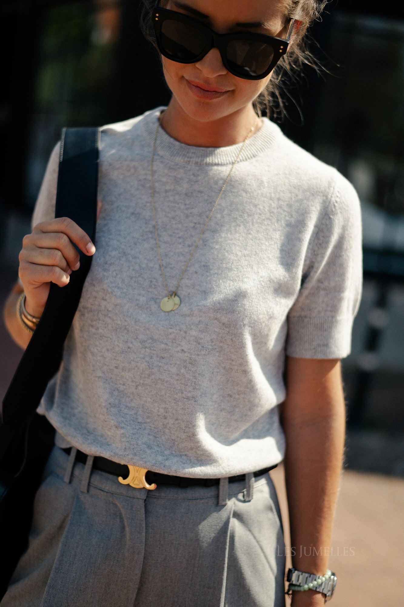 ROUKate SS O-neck knit light grey melange