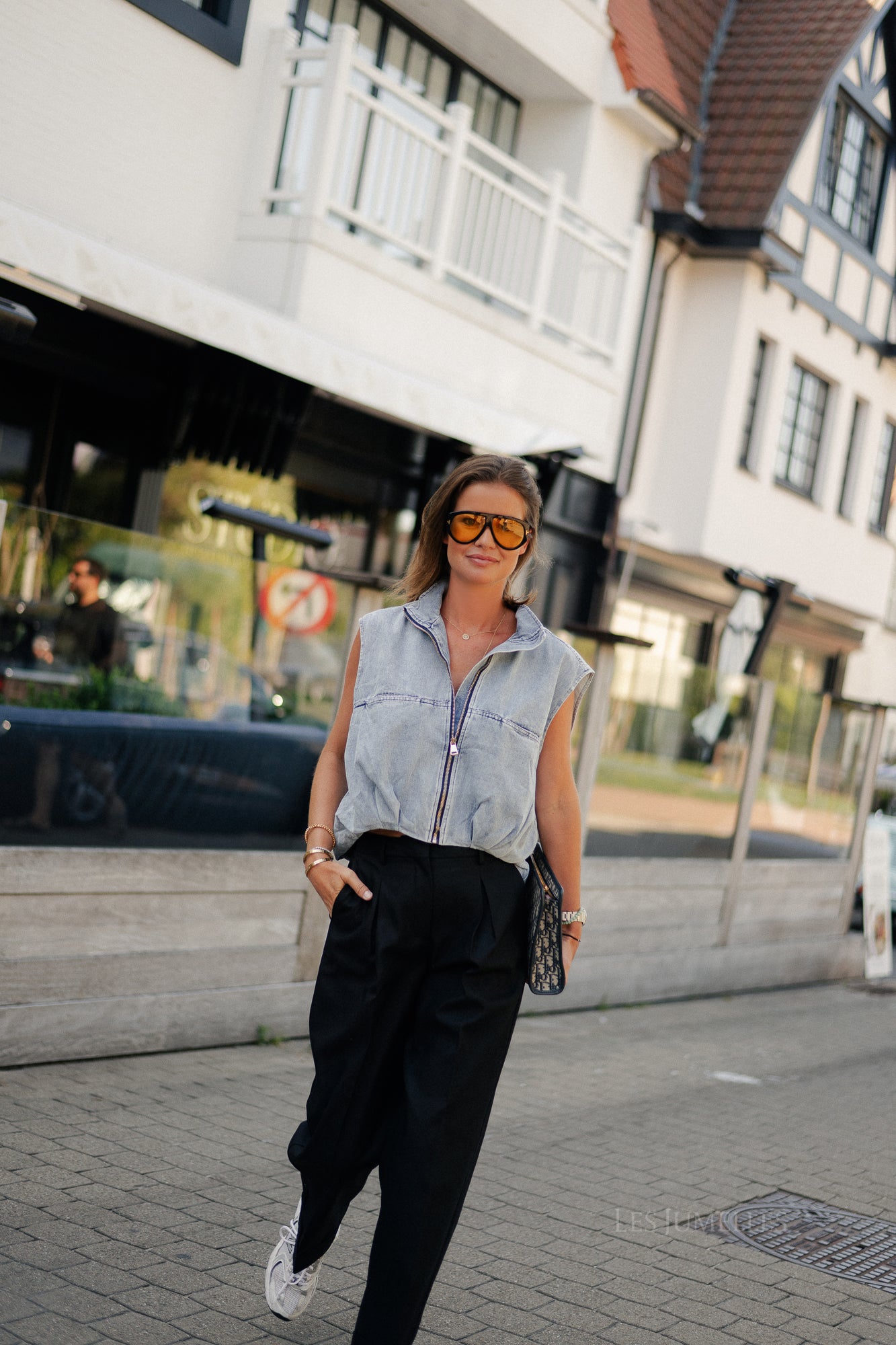 Joelle utility vest washed denim