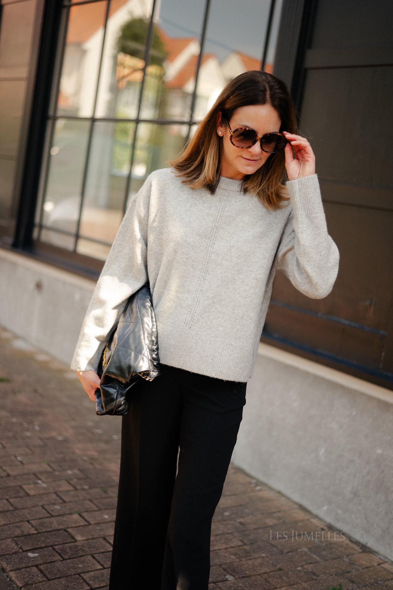 OBJJuno L/S  O-neck knit light grey melange