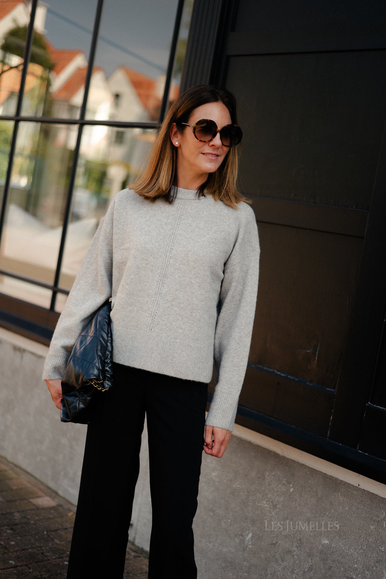 OBJJuno L/S  O-neck knit light grey melange