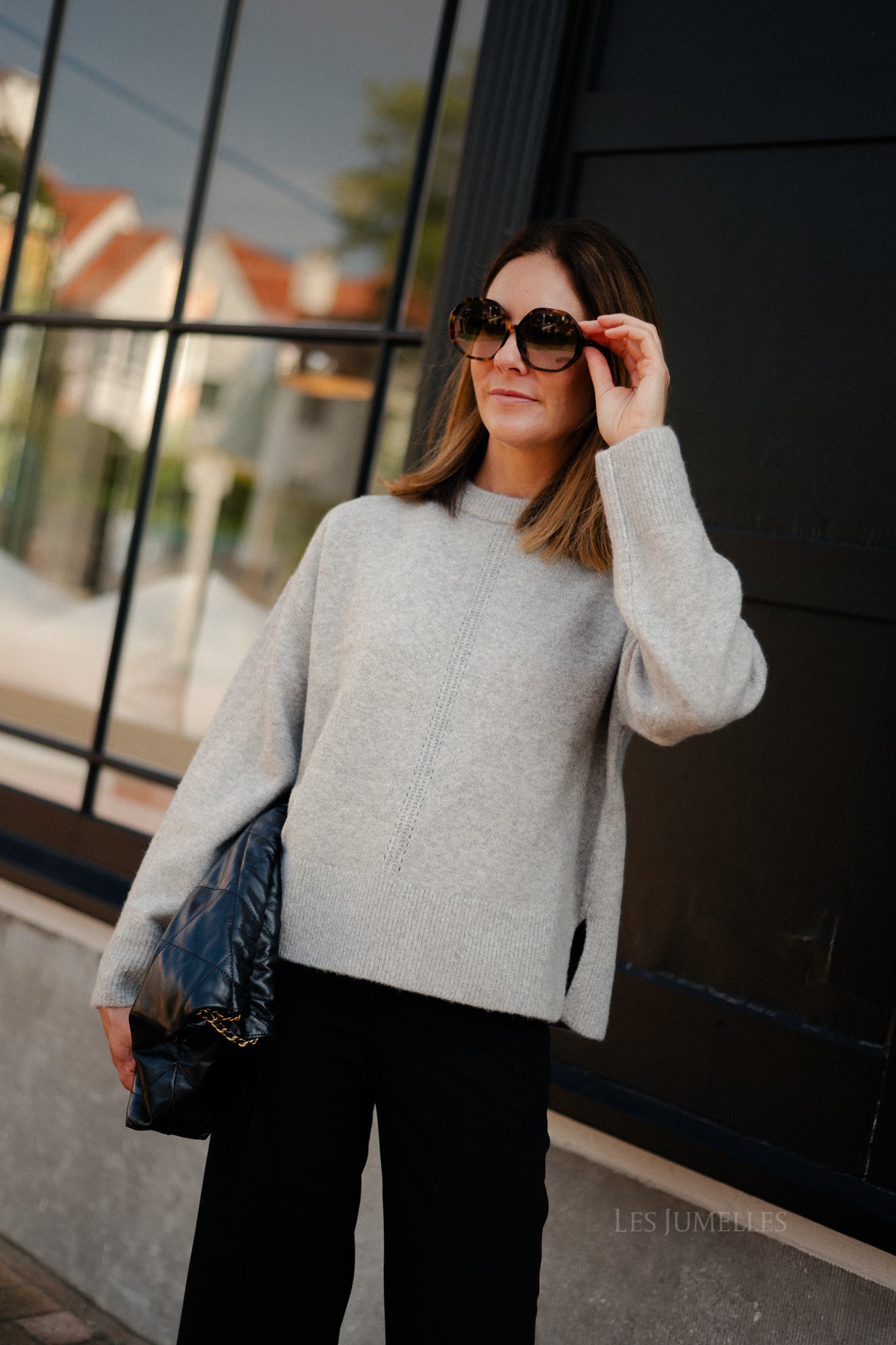 OBJJuno L/S  O-neck knit light grey melange