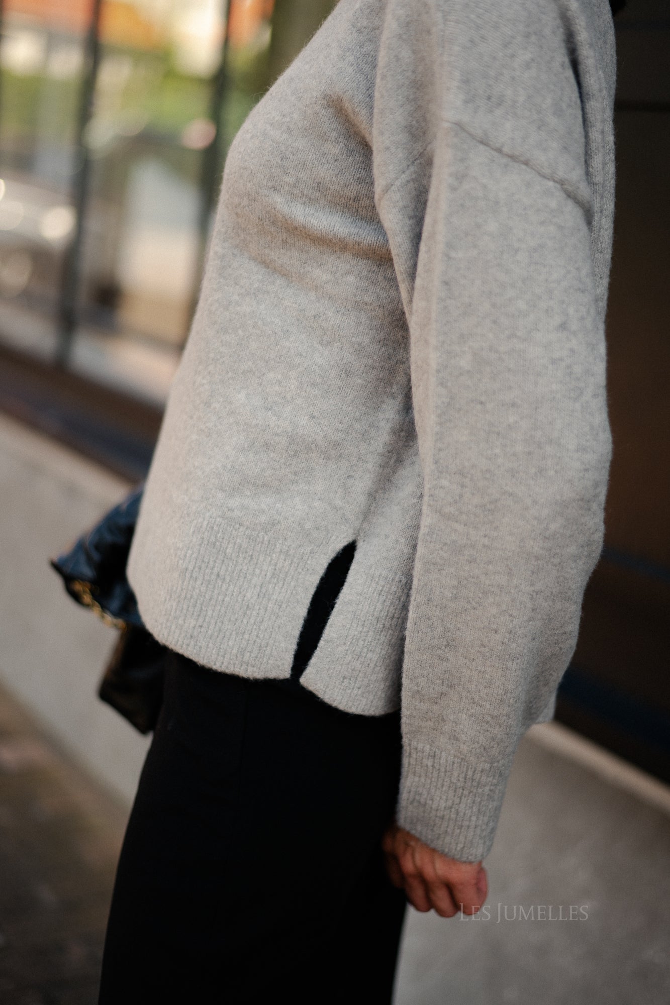 OBJJuno L/S  O-neck knit light grey melange