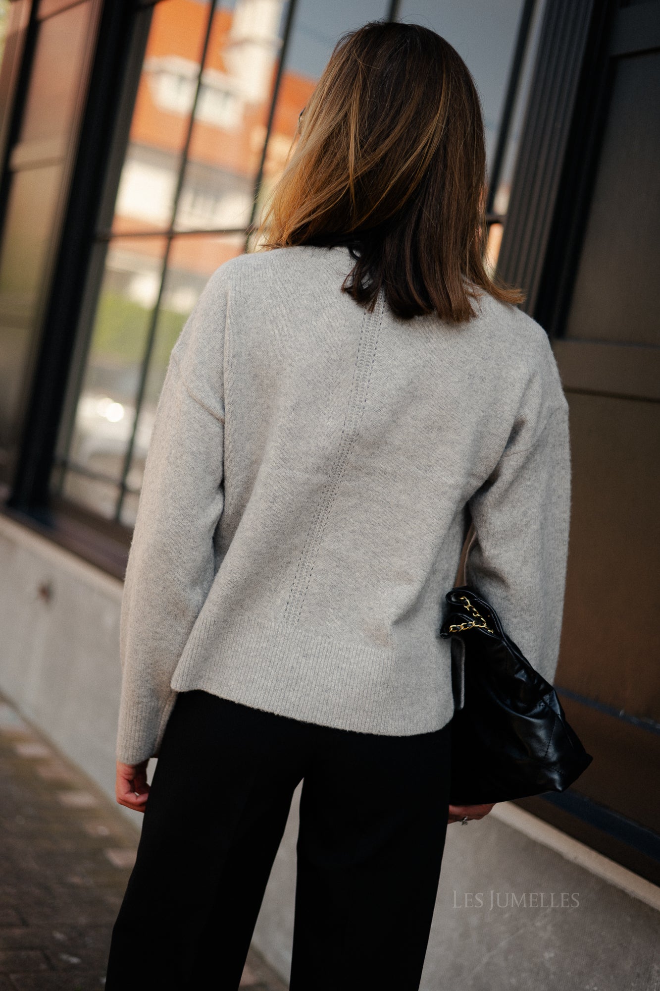 OBJJuno L/S  O-neck knit light grey melange