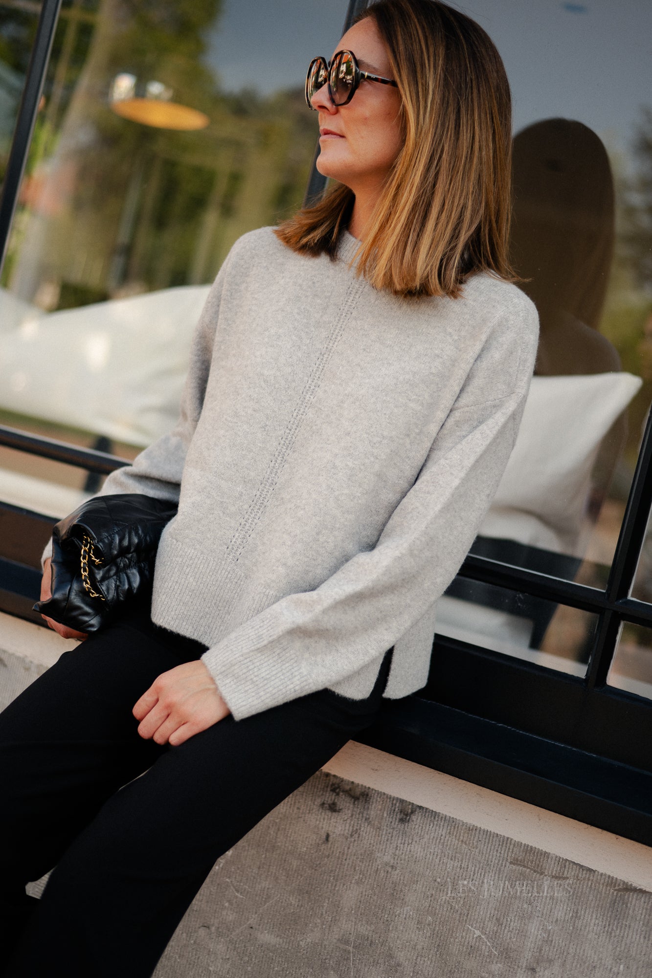 OBJJuno L/S  O-neck knit light grey melange