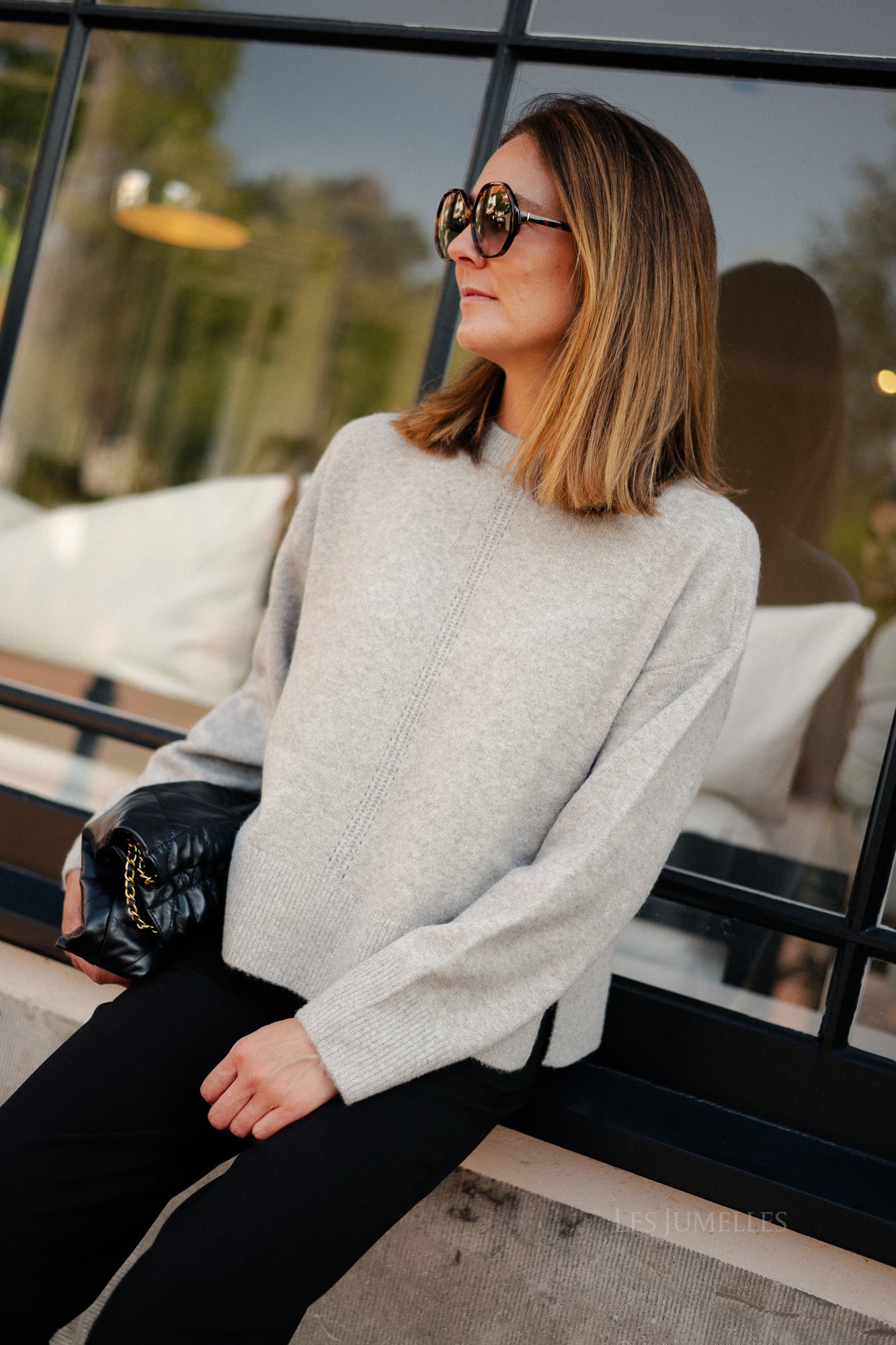 OBJJuno L/S  O-neck knit light grey melange