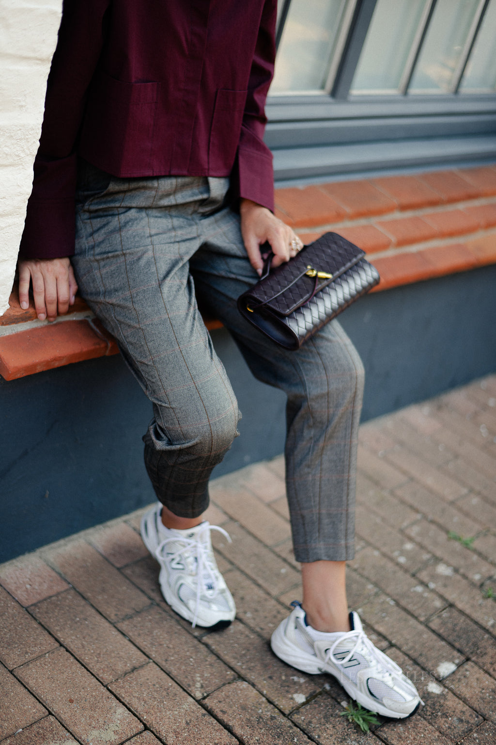 OBJLisa slim pant black humus/tannin
