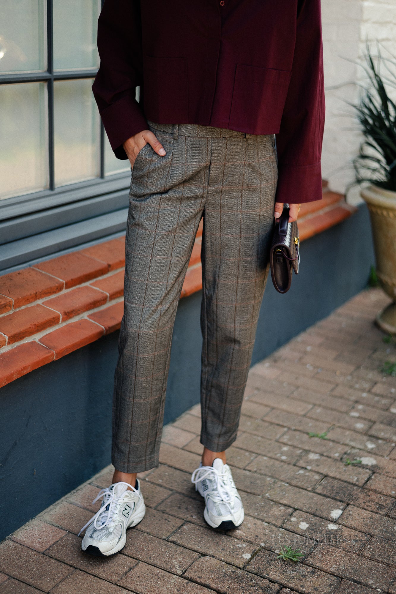 OBJLisa slim pant black humus/tannin
