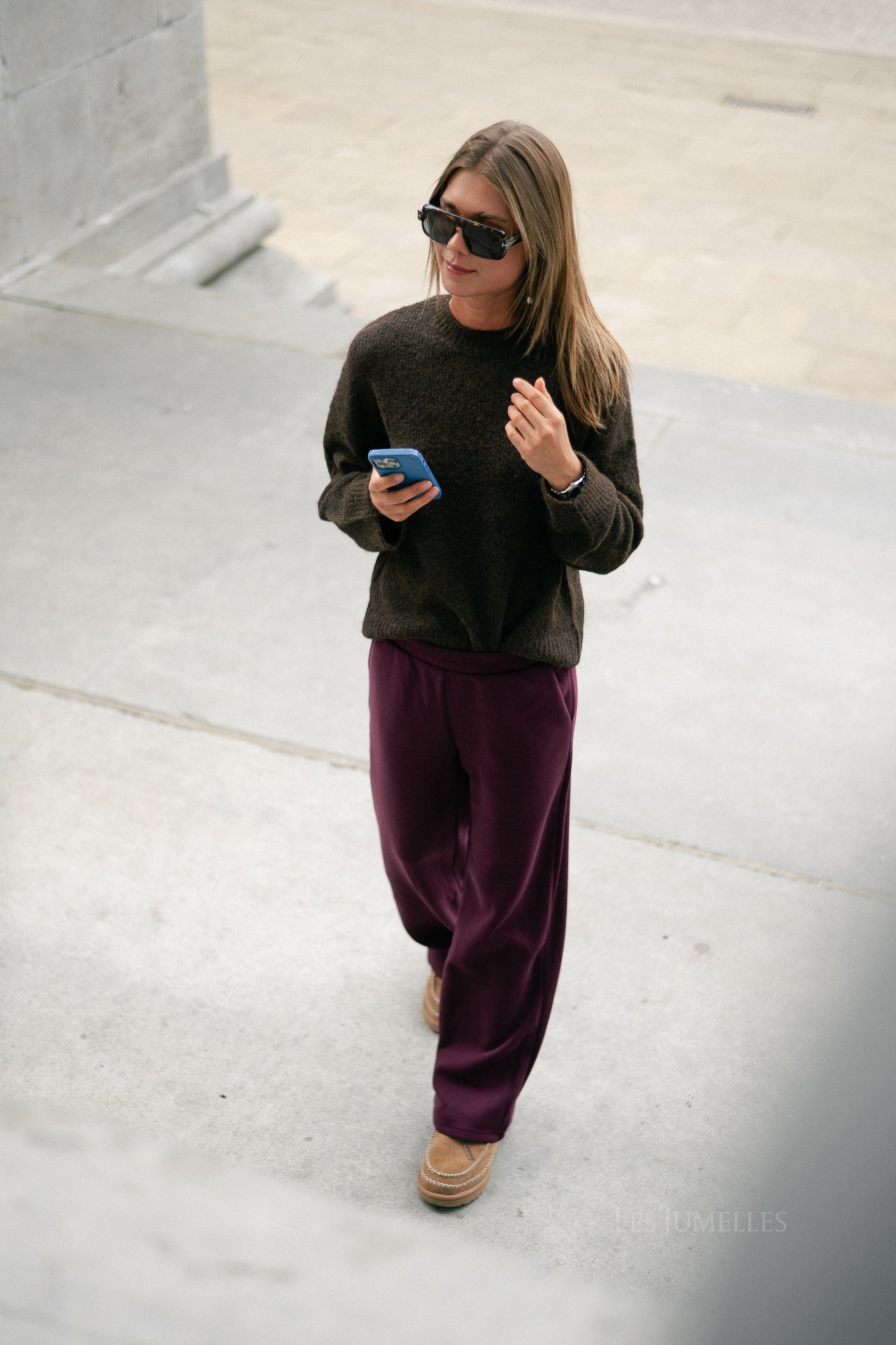 OBJSaggia LS pullover seal brown/melange