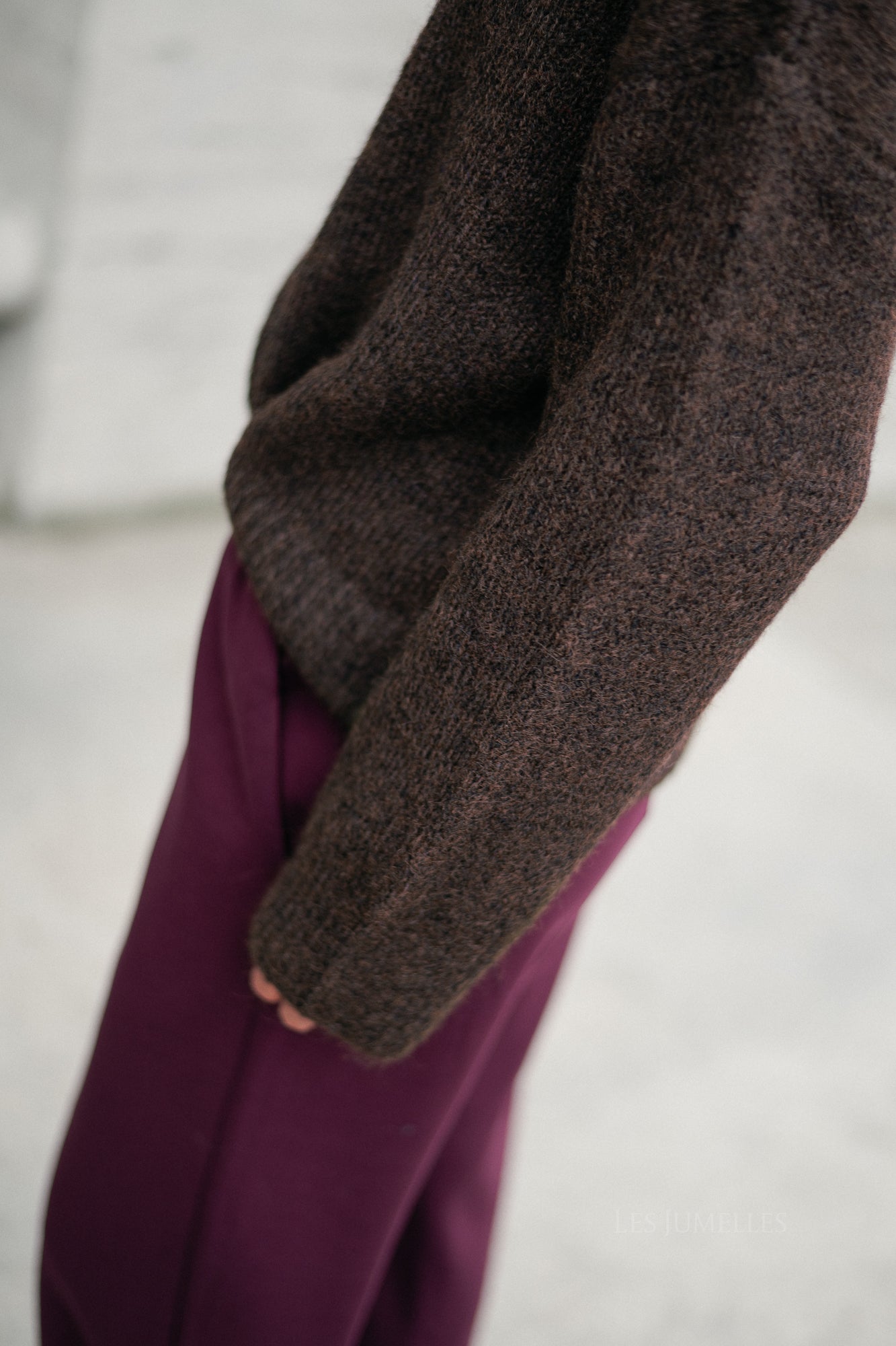 OBJSaggia LS pullover seal brown/melange
