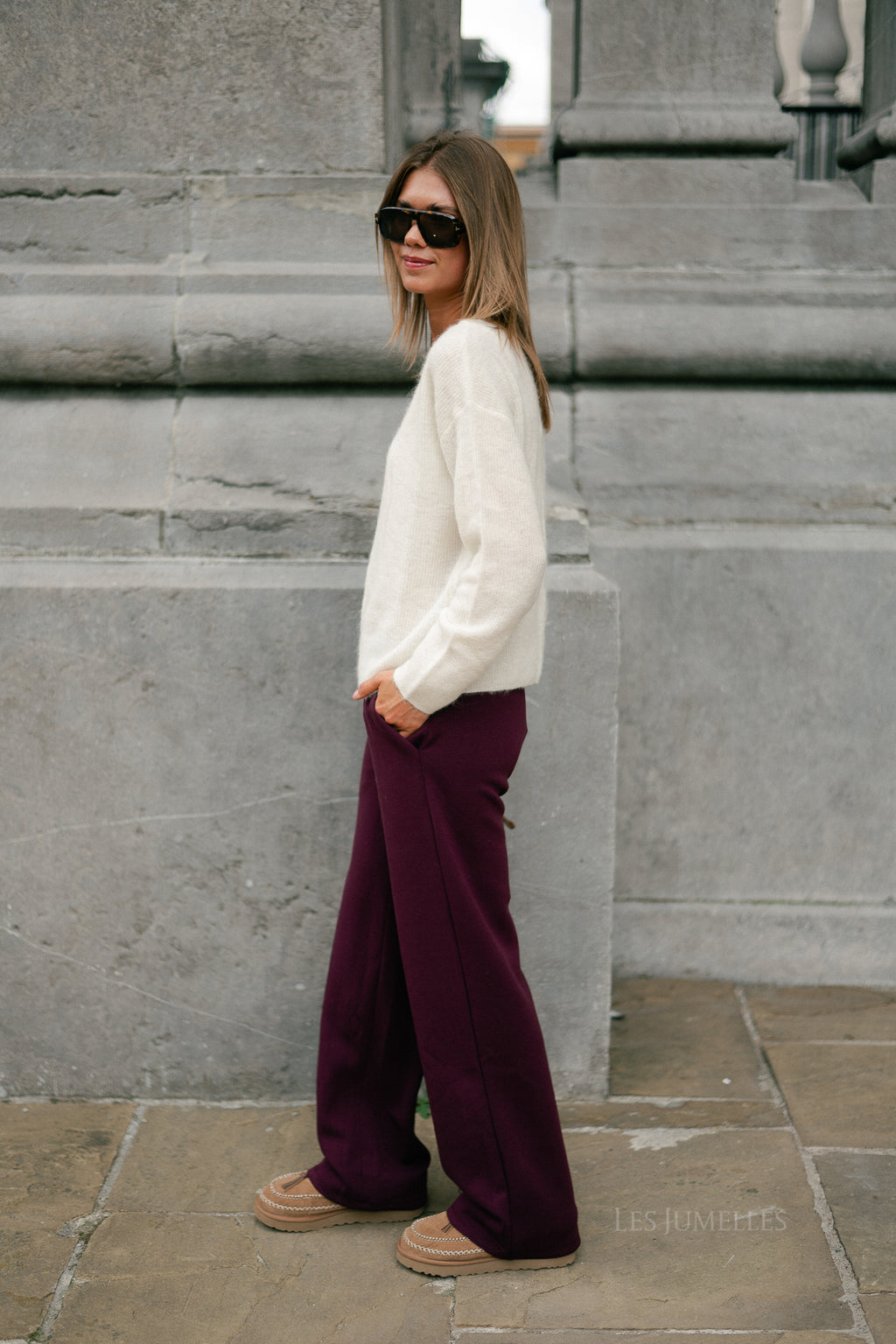 Eunice V-neck jumper ecru