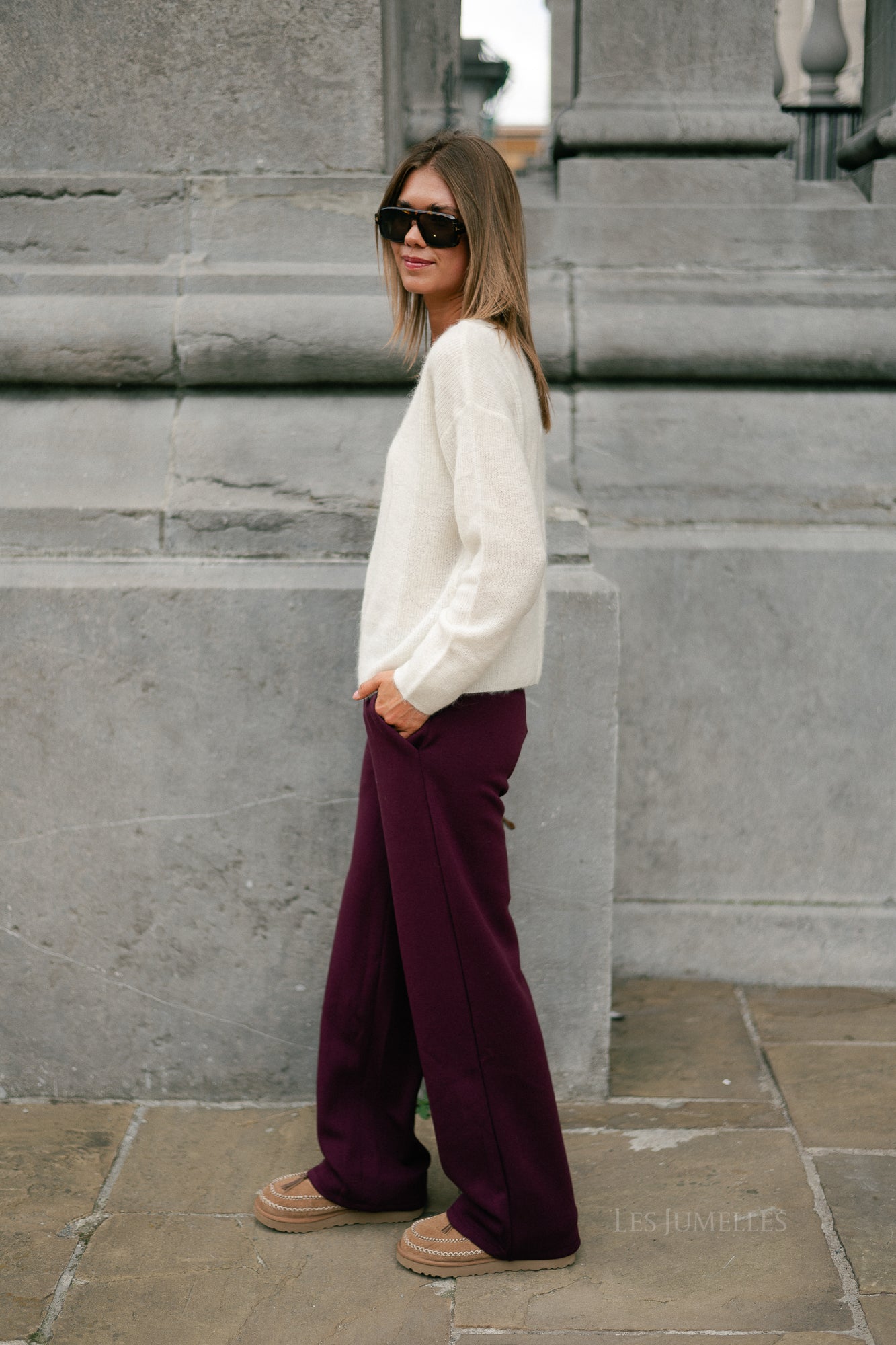 Eunice V-neck jumper ecru