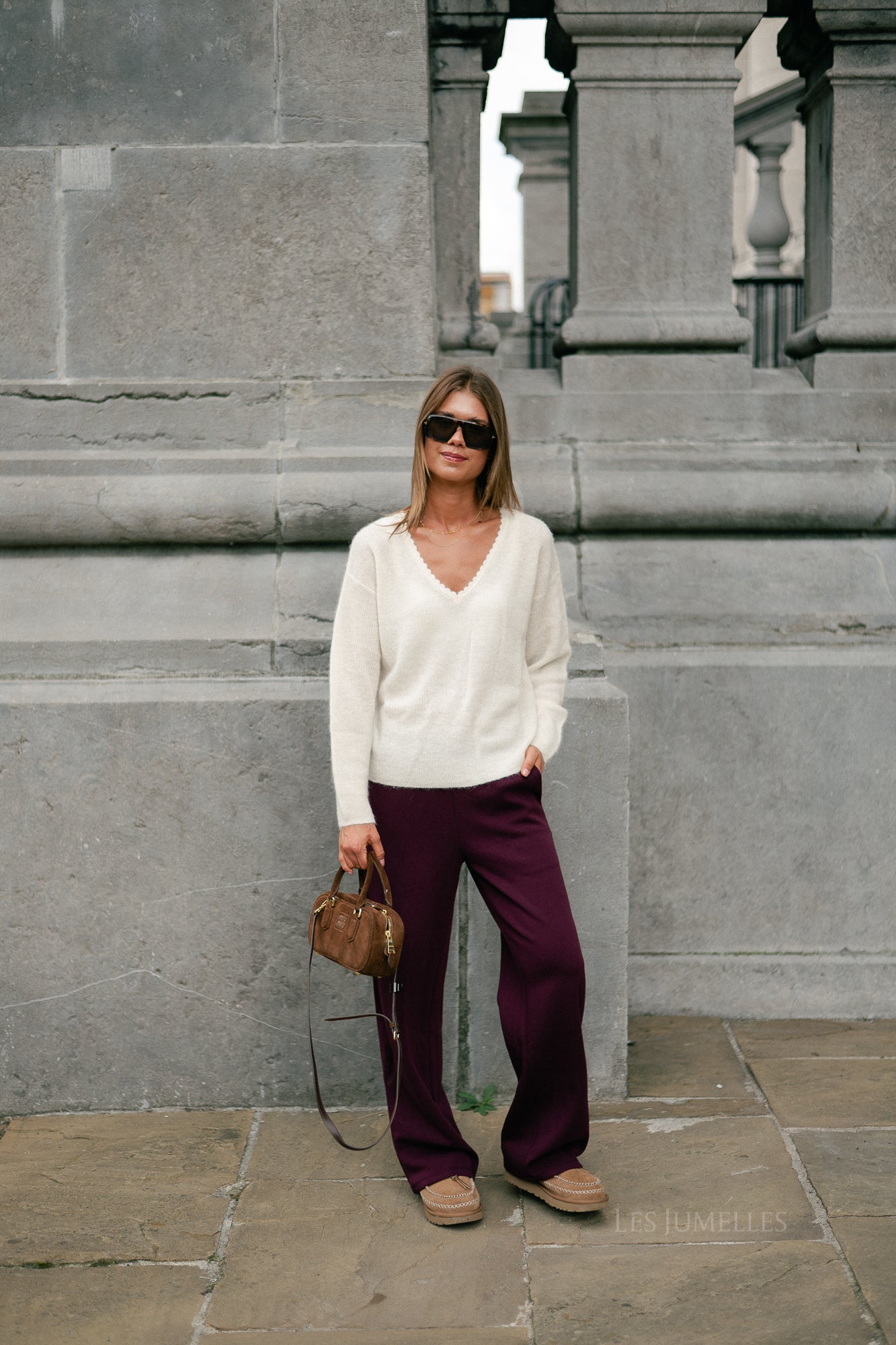 Eunice V-neck jumper ecru