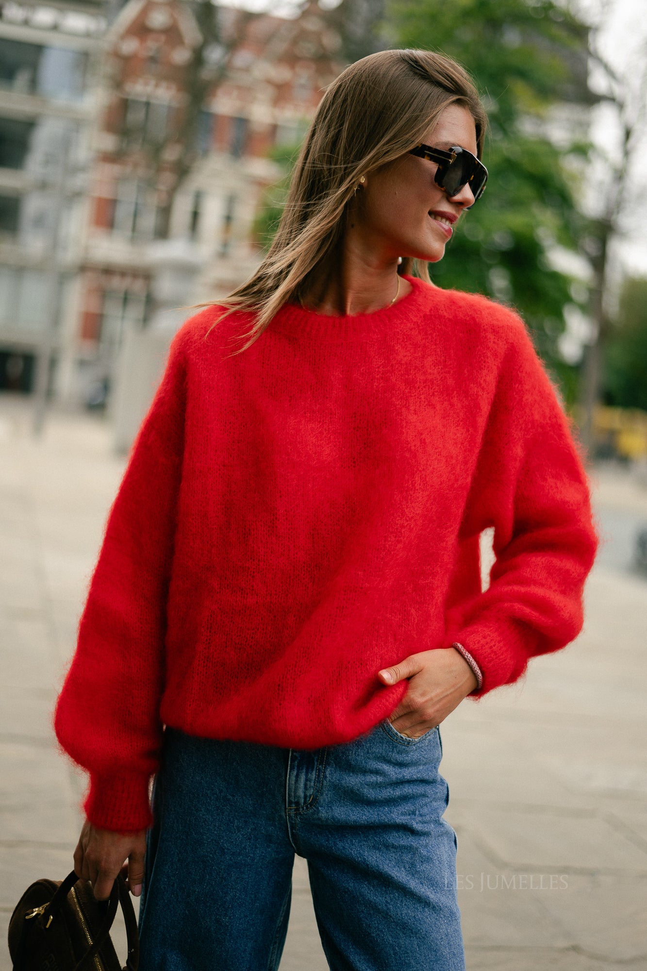 Jenna LS knitted jumper red