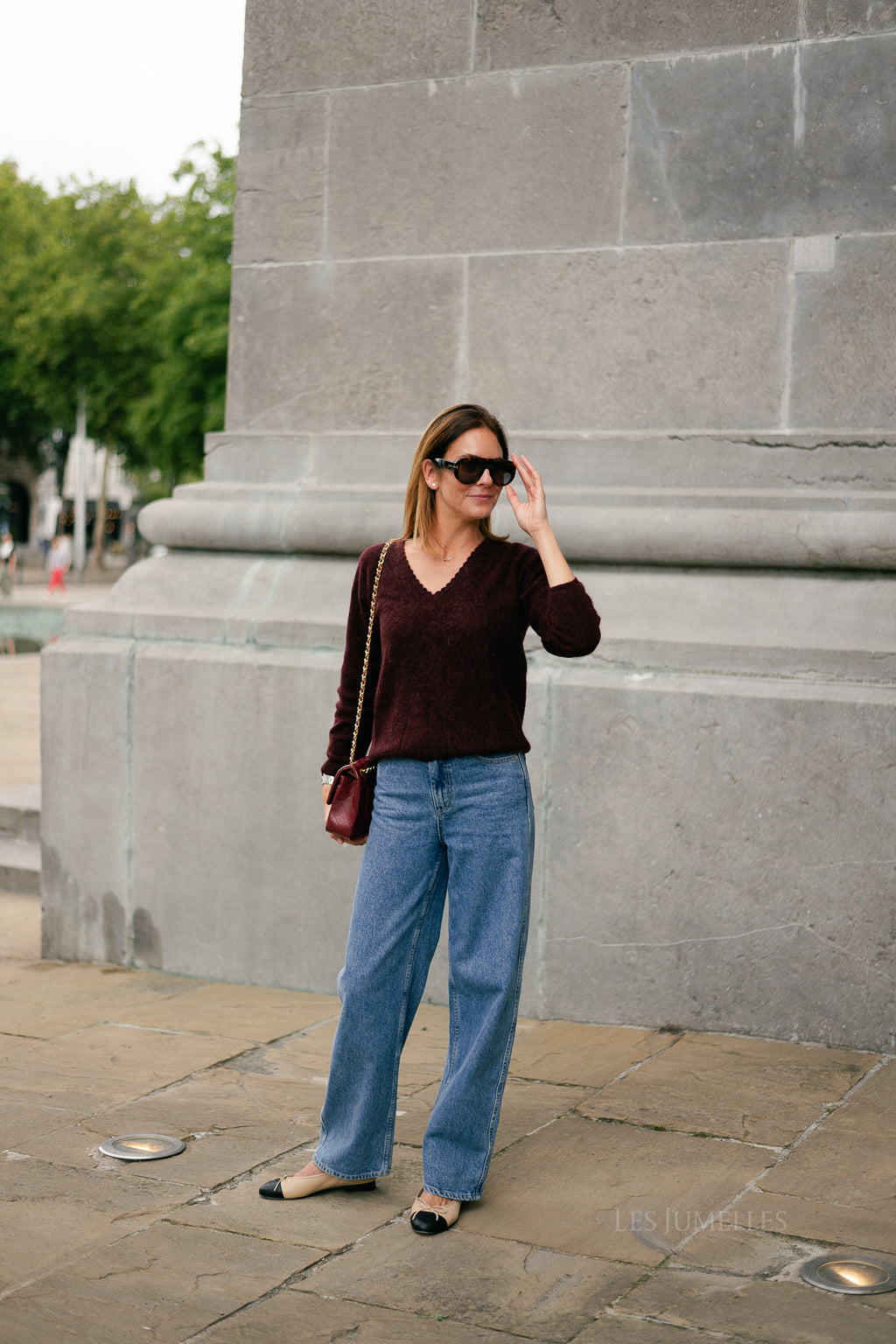 Eunice V-neck jumper burgundy