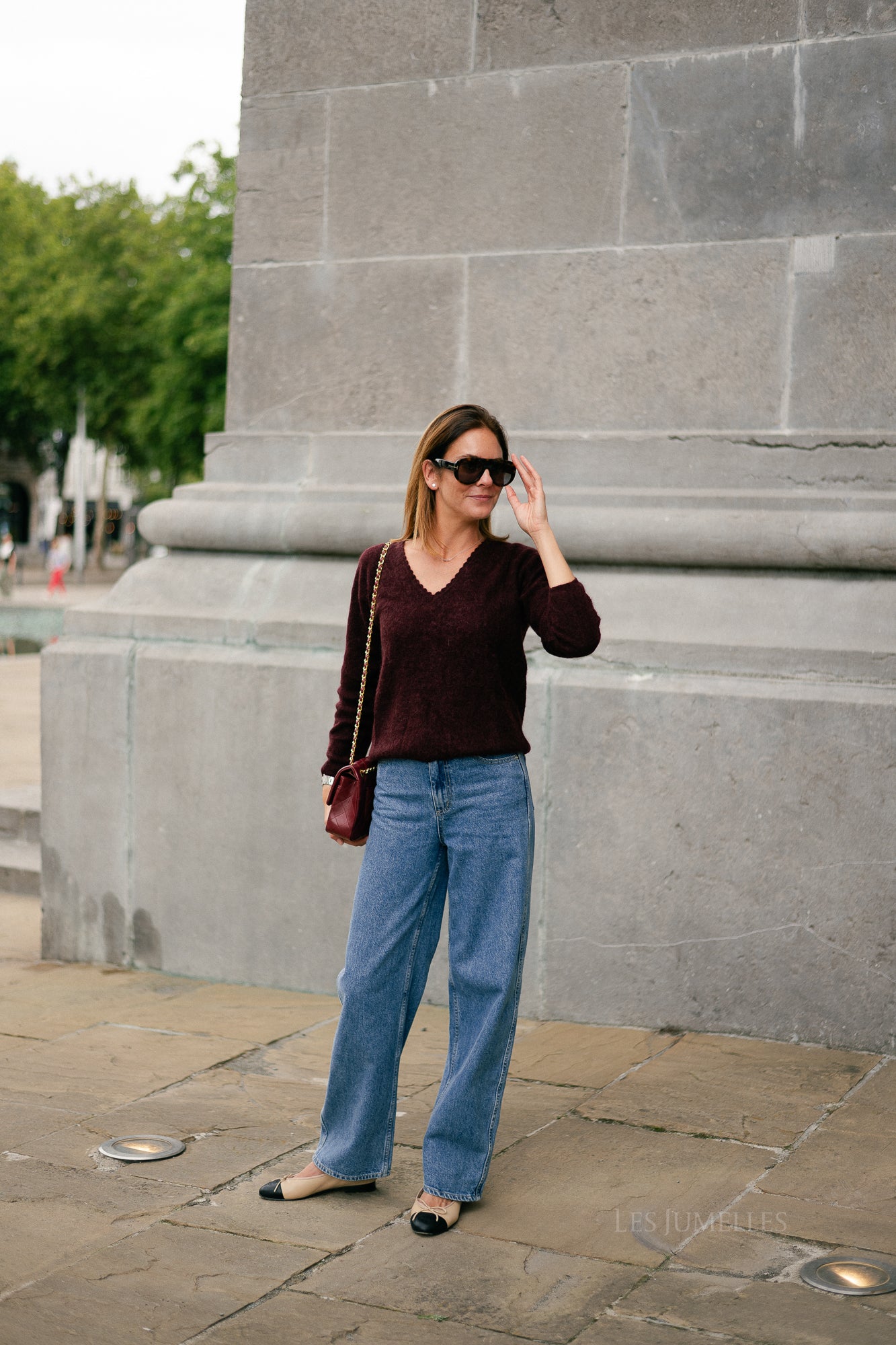 Eunice V-neck jumper burgundy